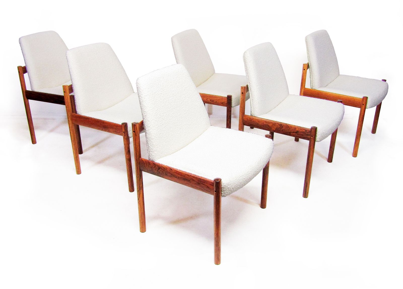 Six Dining Chairs In Danish Rosewood And Ivory Bouclé By Sven Ivar Dysthe For Dokka photo furniture