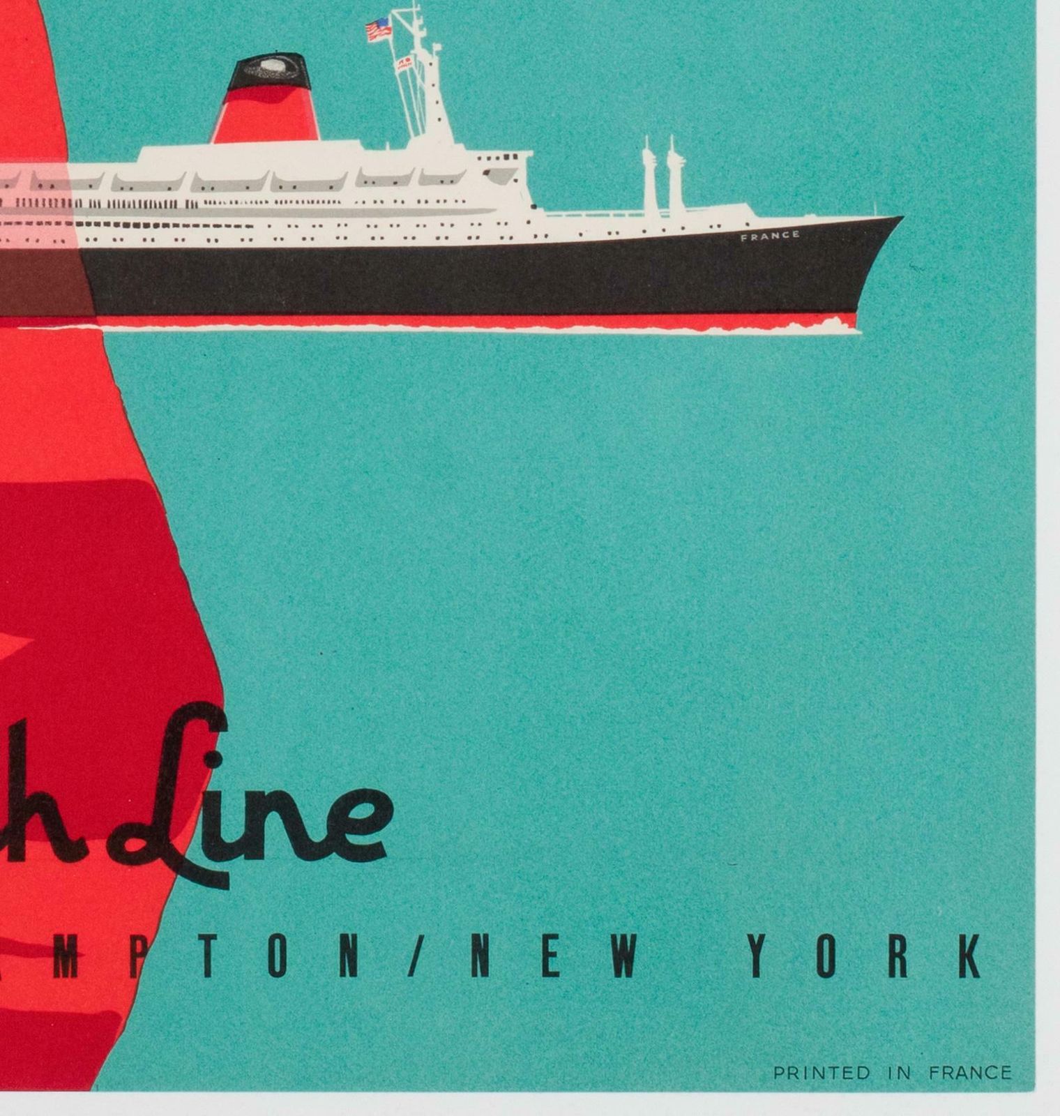 Ss France Cie Gle Transatlantique C1961 French Line Travel Poster, Jean Jacquelin photo vintage
