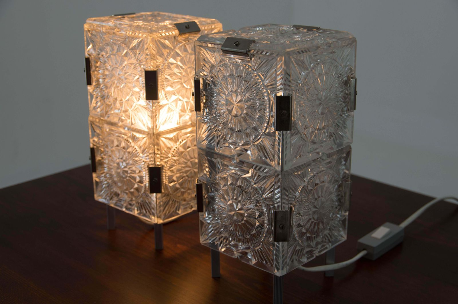 Set Of Two Glass Table Lamps By Kamenicky Senov, 1970s photo Lighting