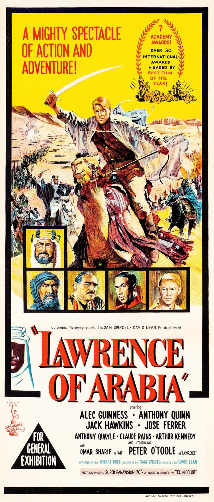 'Lawrence Of Arabia' Original Vintage Australian Daybill Film Poster, 1963