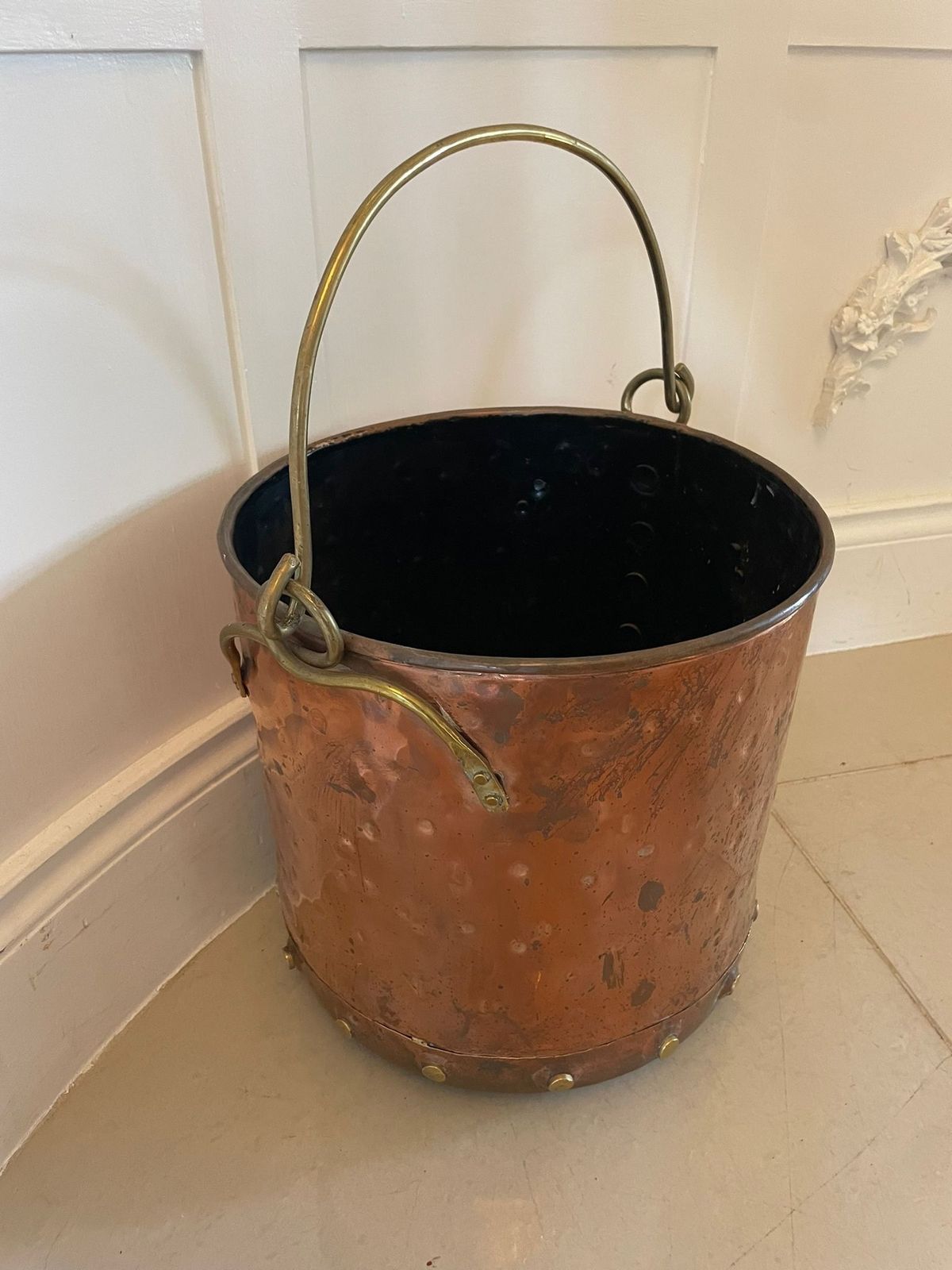 Antique 19th Century Quality Brass And Copper Coal Bucket photo 695.0