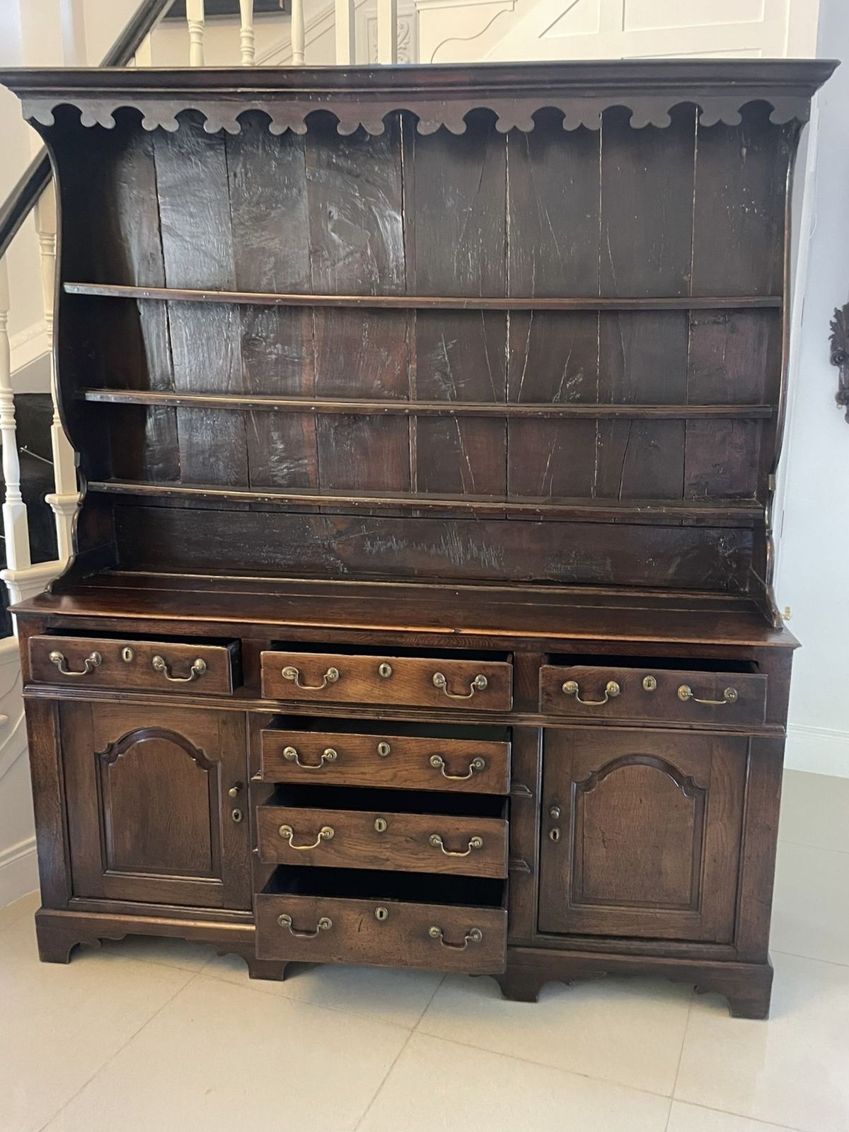Antique 18th Century Outstanding Quality Oak Welsh Dresser And Original Plate Rack photo 14495.0
