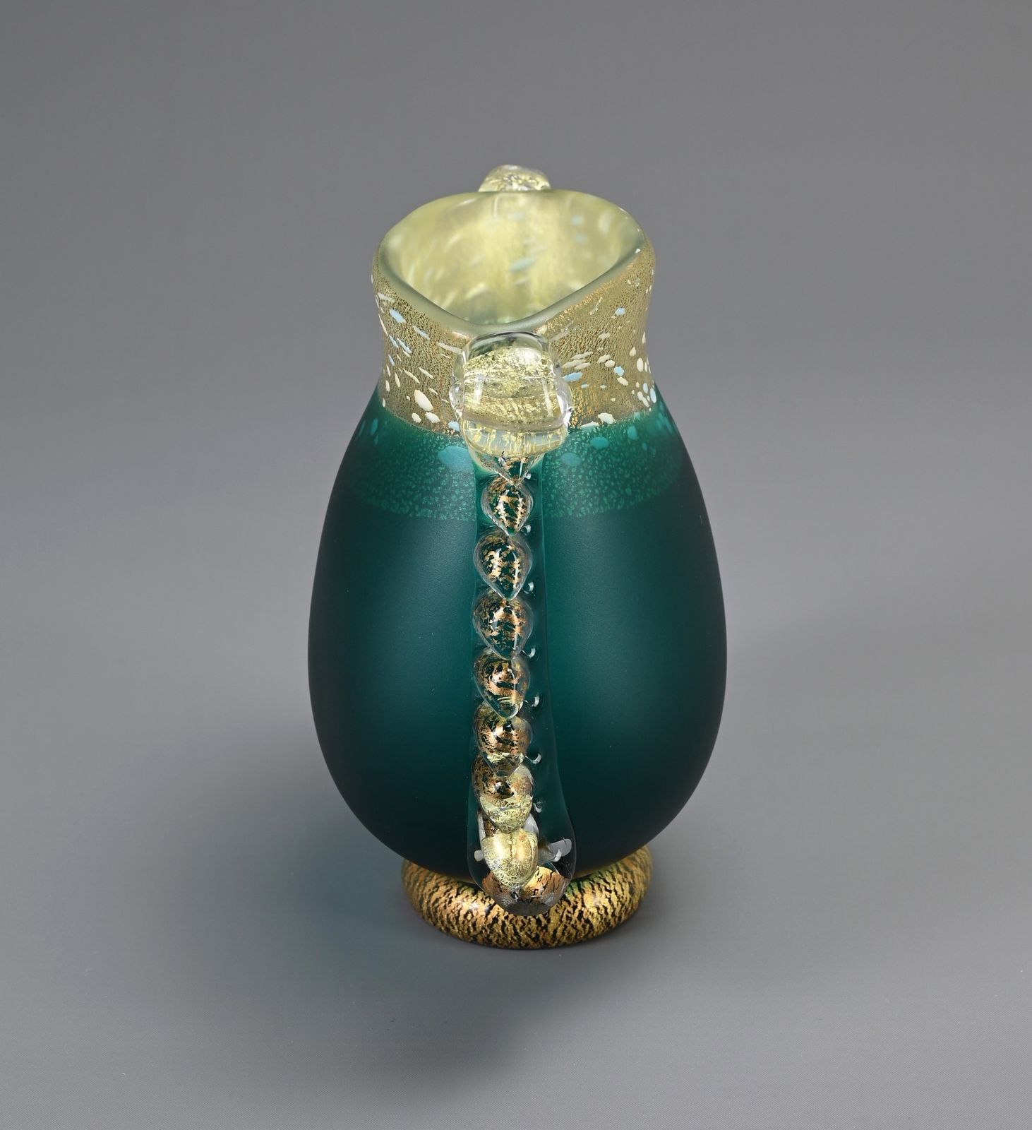 Japanese Green Art Glass Vase By Kuniaki Kuroki Heisei Period photo Home Decor