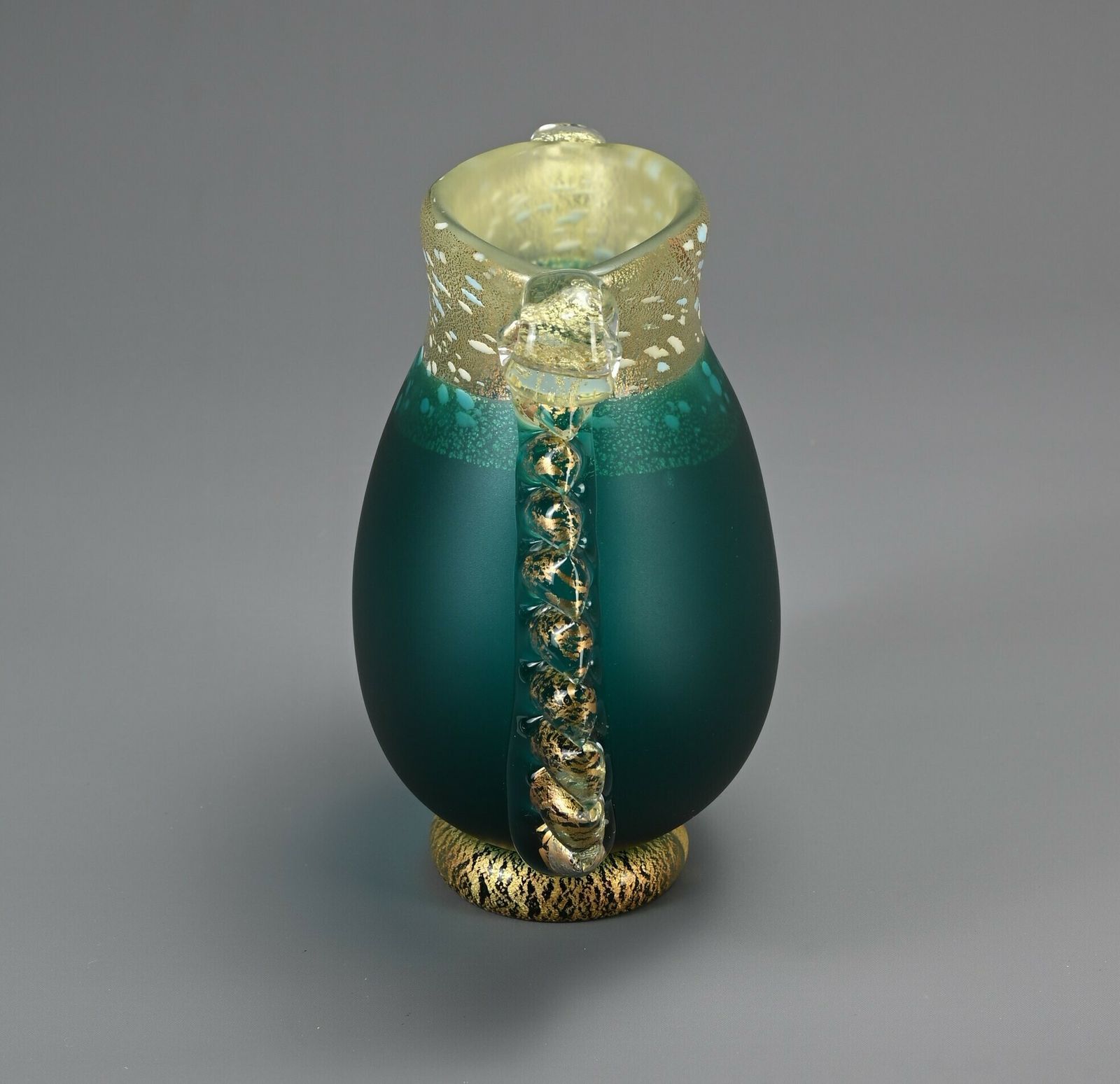 Japanese Green Art Glass Vase By Kuniaki Kuroki Heisei Period photo buy