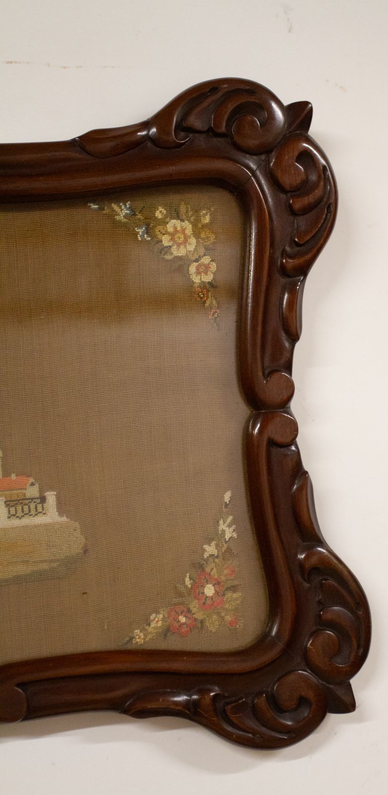 William 1v Period  Mahogany Framed Needlepoint Picture Of A Fisherman photo furniture