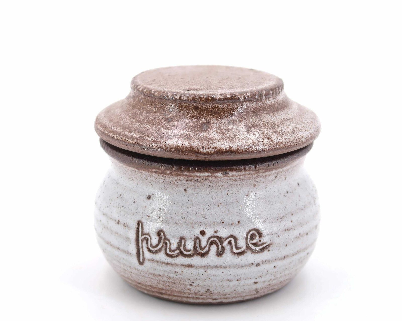 French Ceramic Jar Of Plum Jam By Jeanne And Norbert Pierlot, Ratilly France, 1960s / Stoneware, Kitchen, France