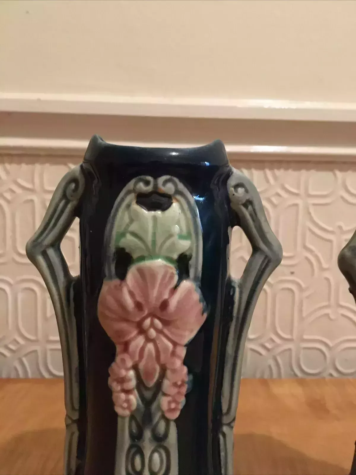 Pair Of Continental Secessionist Jugendstil Majolica Nouveau Amphora Vases photo furniture