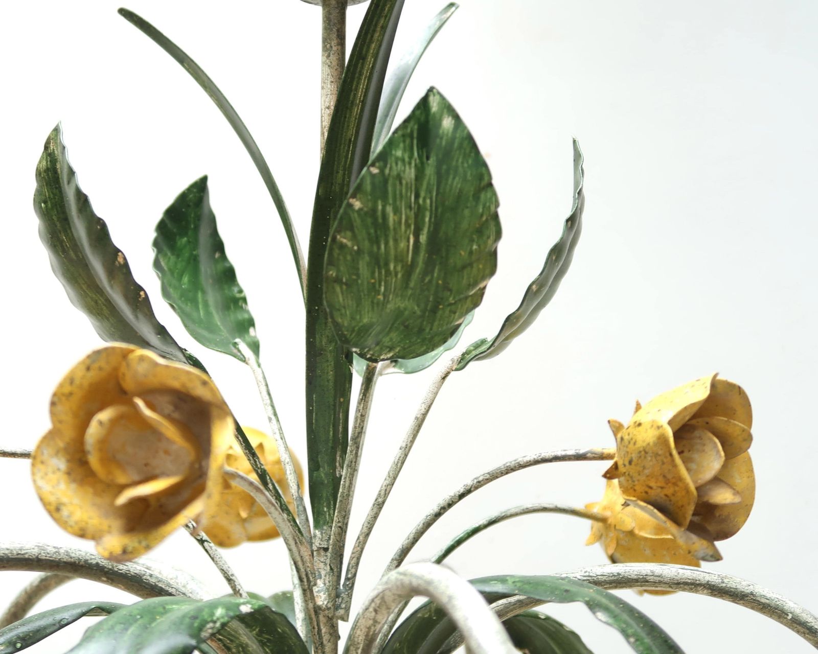 Hanglamp Met Bloemmotief, Gele Bloemen En Groene Bladeren, Jaren 1990 / Kroonluchter, Lamp, Natuur photo Verlichting