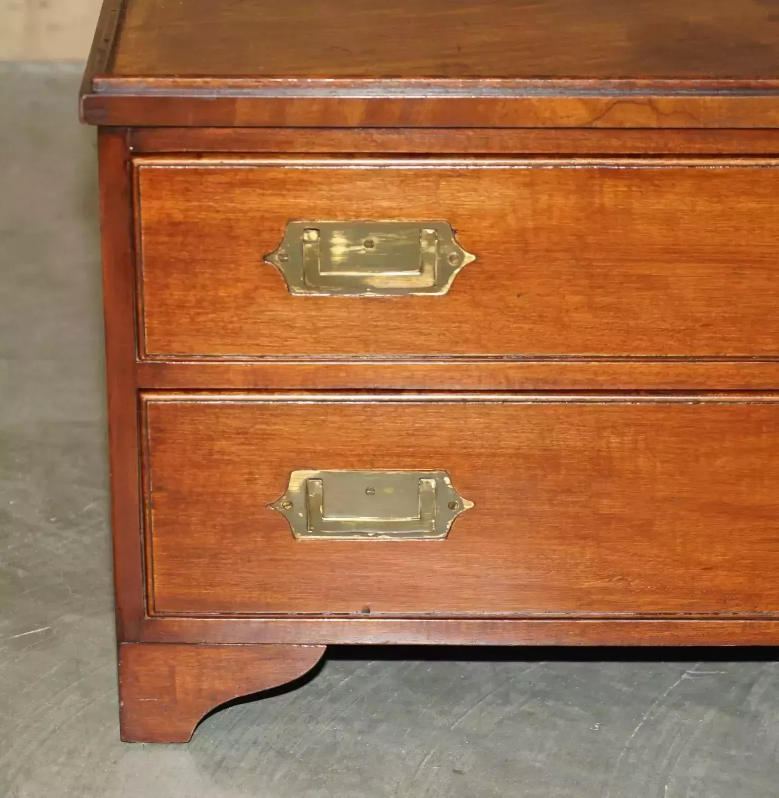 Antique Victorian 1880 Flamed Mahogany Military Campaign Coffee Table Drawers photo Furniture