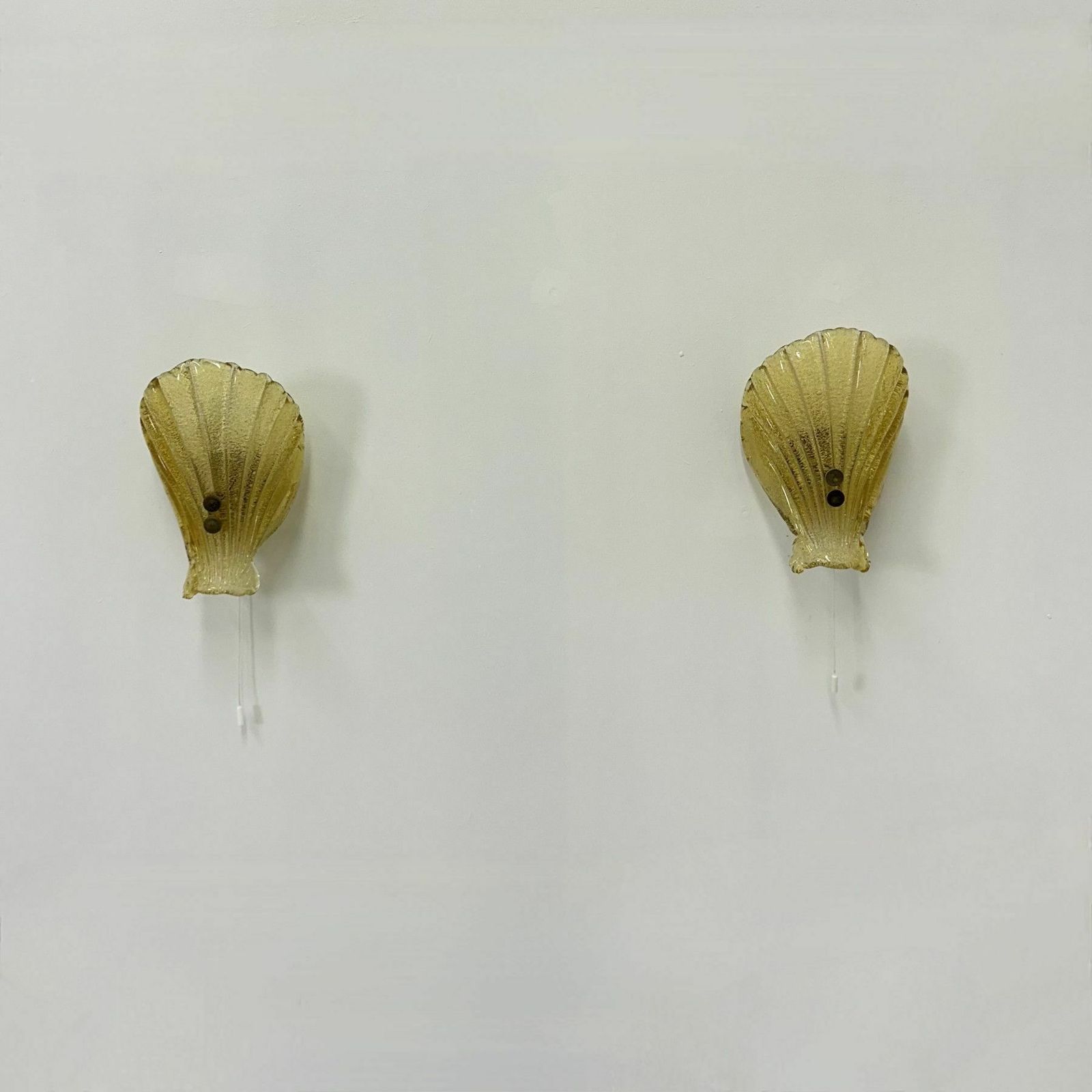 Set Of 2 Sölken Leuchten Murano Glass Shell Wall Lamps , 1970s photo furniture