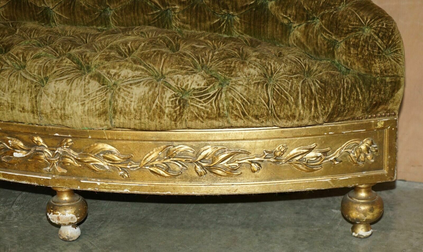 Furniture Fine Antique Georgian Circa 1780 Giltwood Chesterfield Window Settee Salon Sofa photo