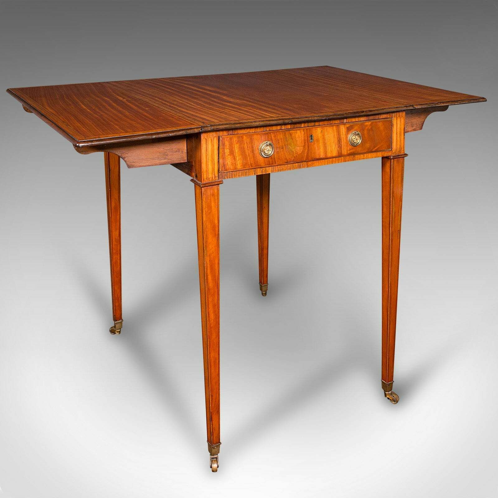 Small Antique Pembroke Table, English Satinwood, Occasional, Williamson, Regency photo furniture