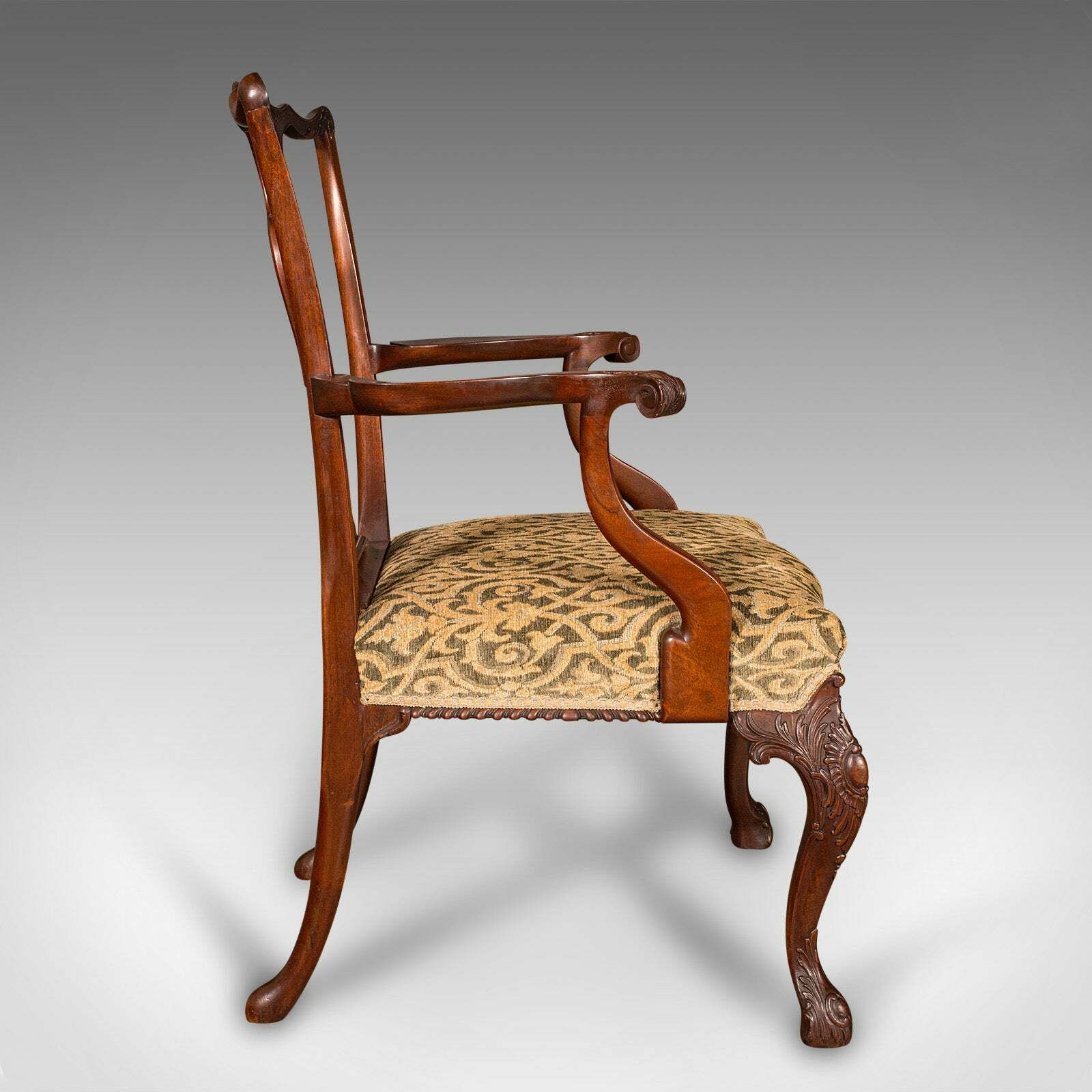 Antique Drawing Room Armchair, English, Elbow Chair, Chippendale Revival, C.1900 photo for sale