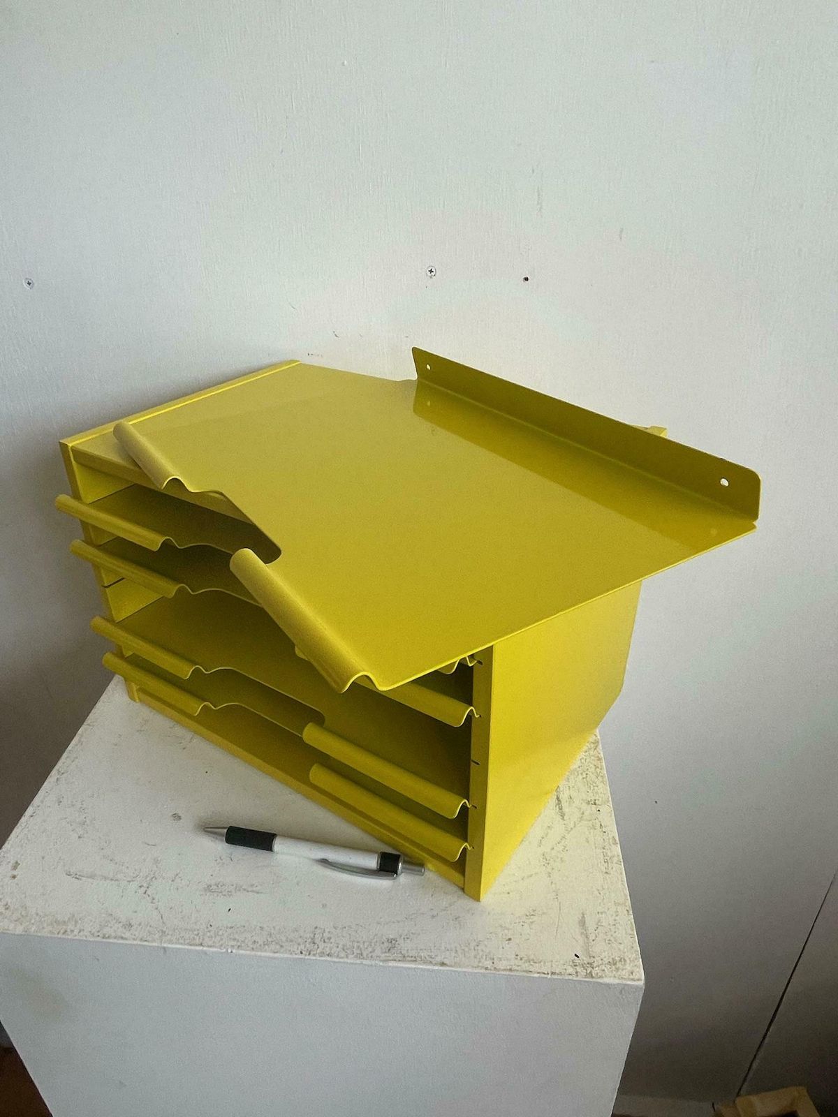 1980s Bright Yellow A4 Office Storage Stationery Box By The Crown Suppliers Military Arrow photo 95.0