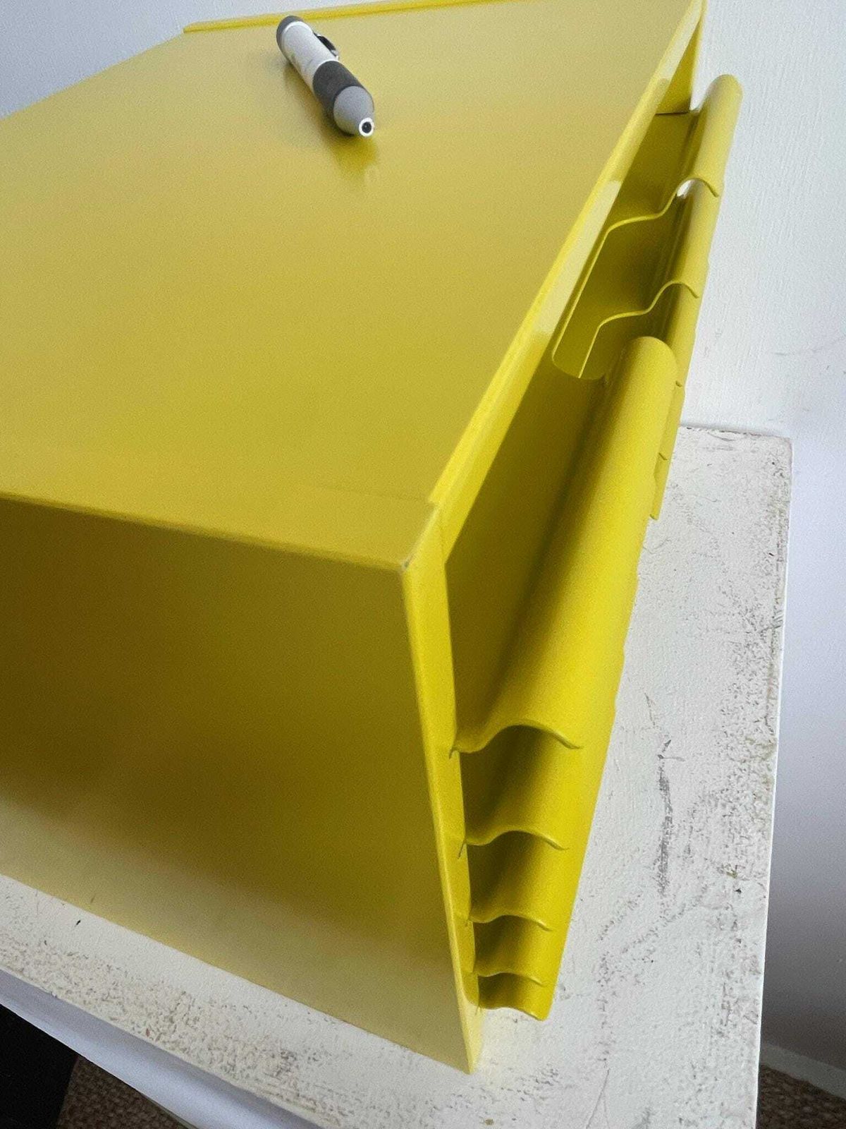 1980s Bright Yellow A4 Office Storage Stationery Box By The Crown Suppliers Military Arrow photo buy