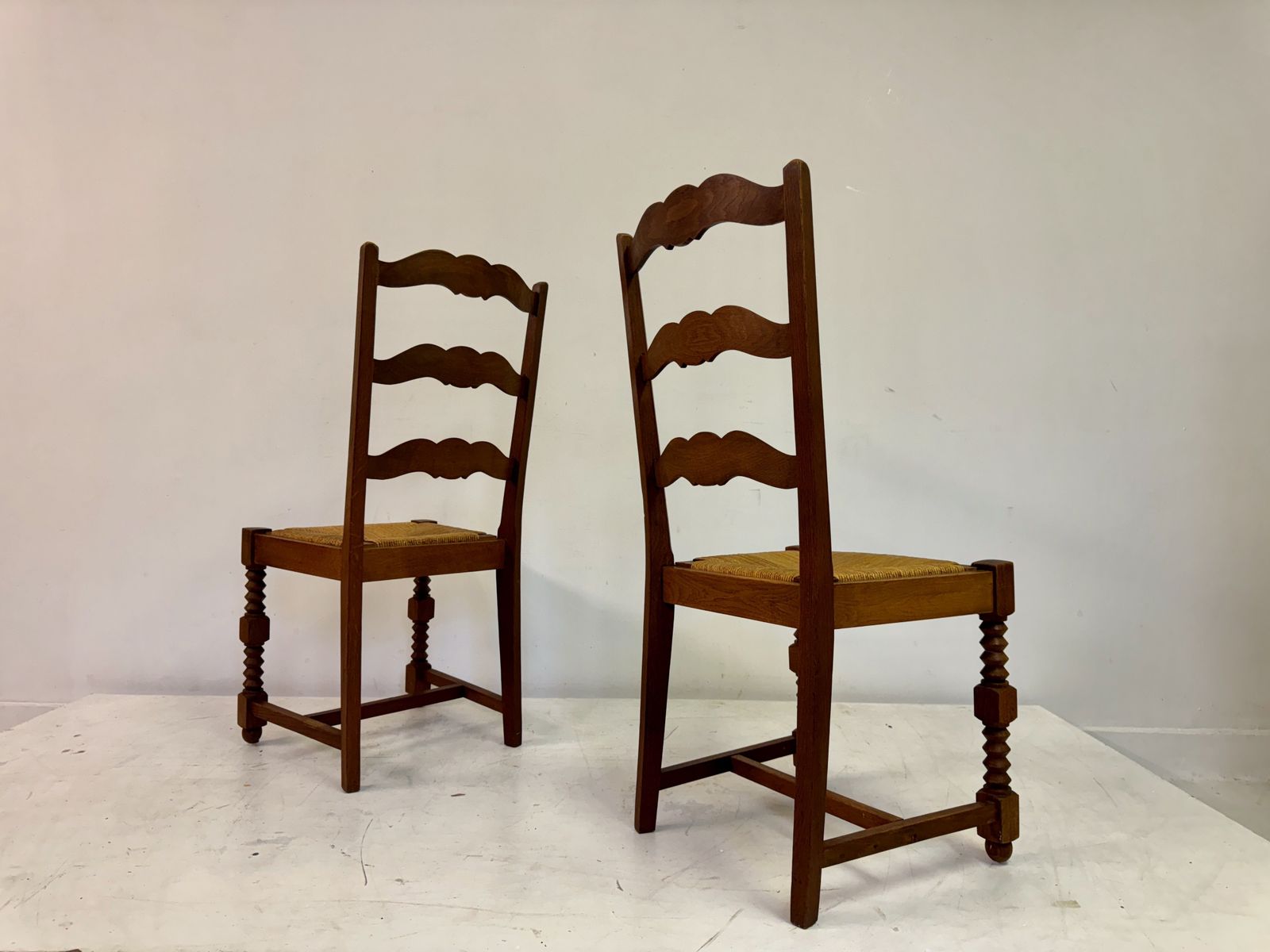 Pair Of 1950s French Side Chairs In The Style Of Charles Dudouyt photo vintage
