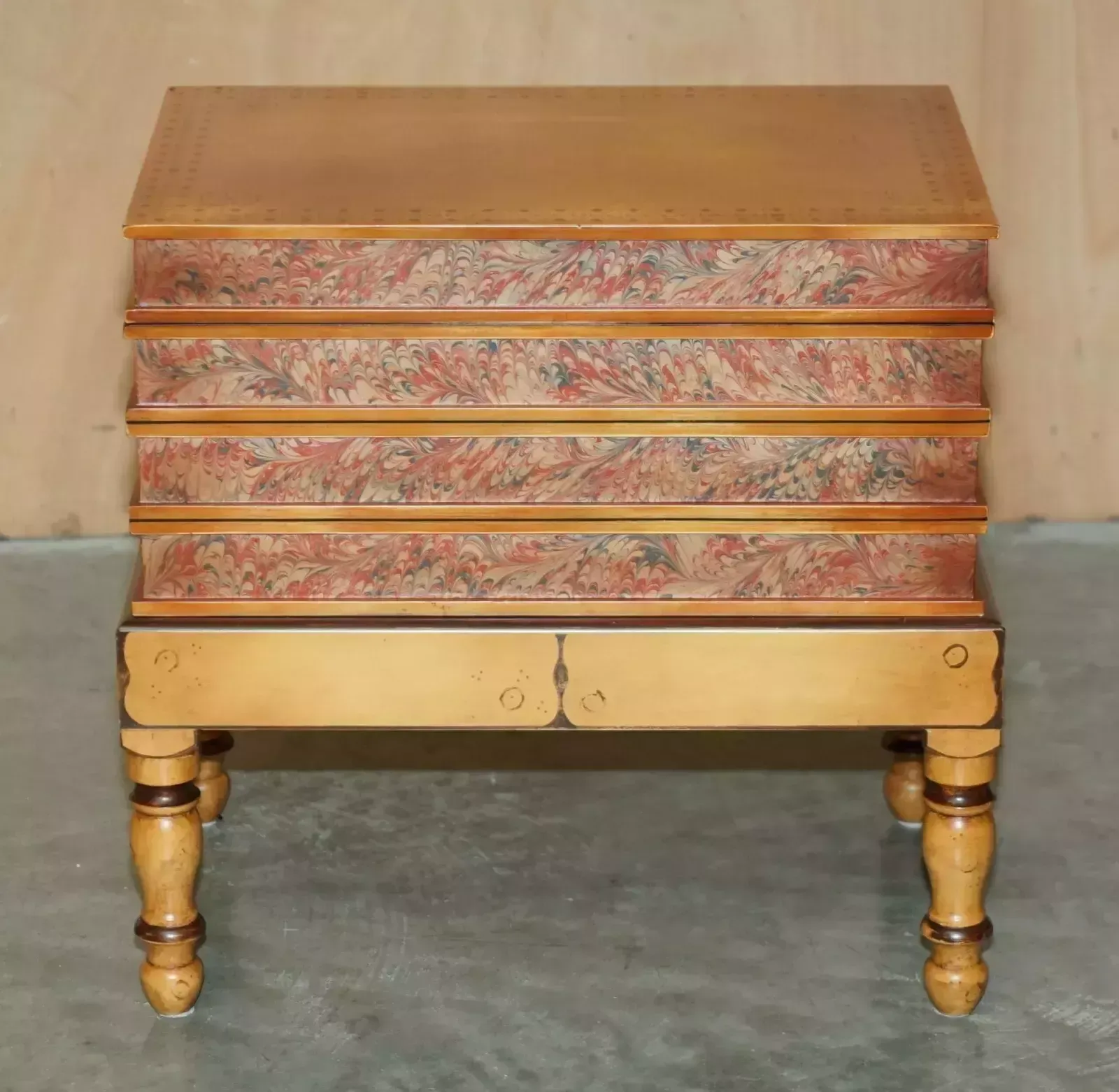 Furniture Pair Of Faux Book Topped Side End Lamp Wine Tables With Hidden Internal Storage photo
