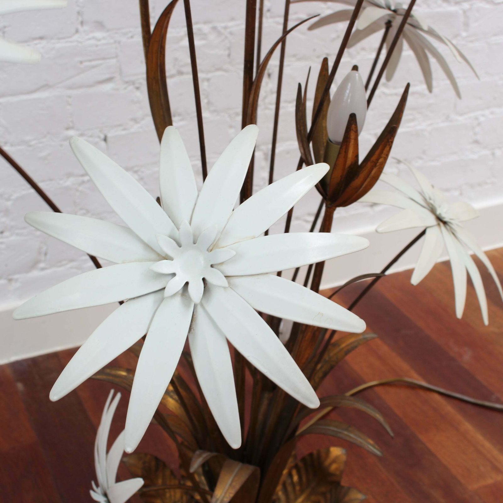 Italian Decorative Floor Lamp With Flower Motif (Circa 1970s)   Large photo vintage
