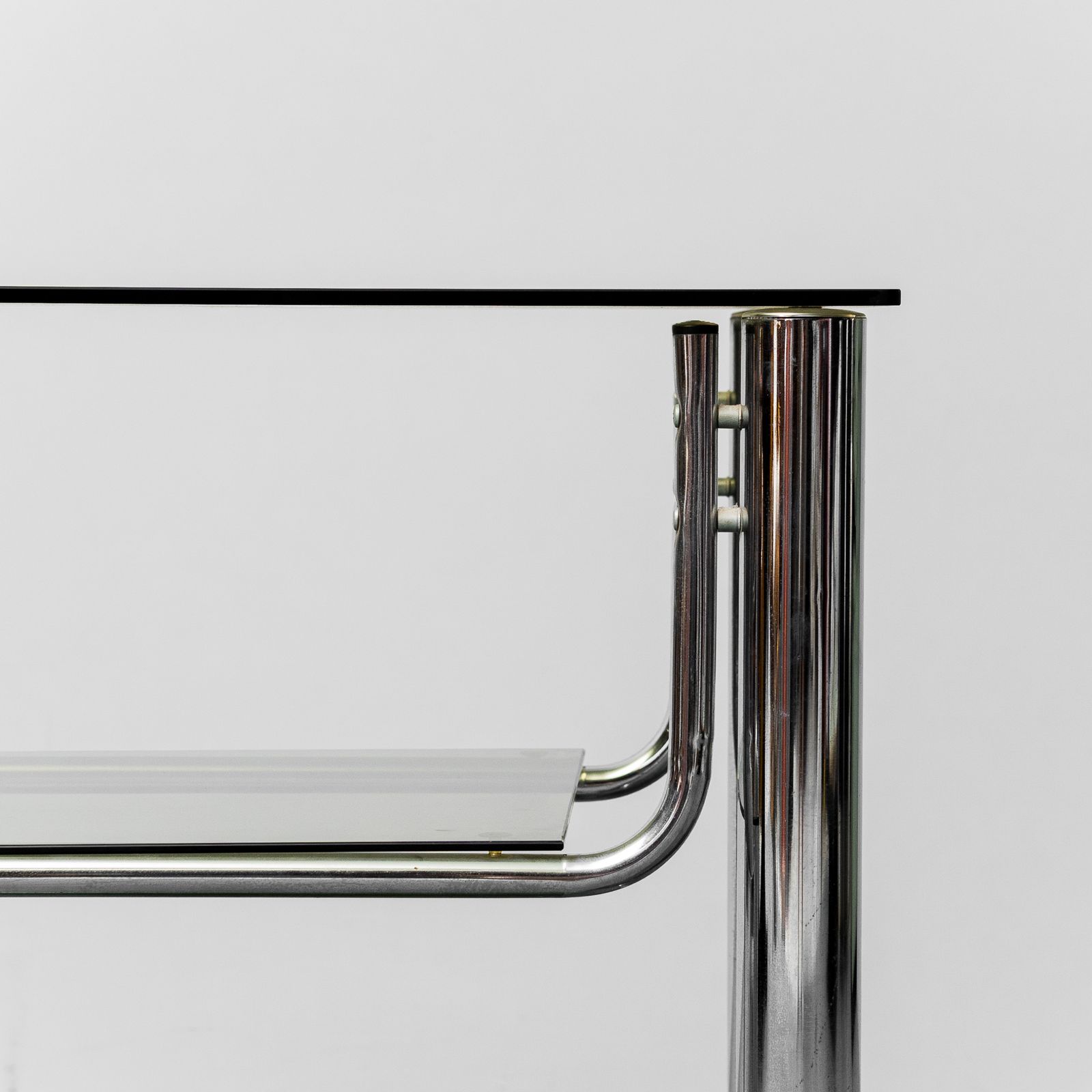 Vintage Tv Stand Table Metal Smoked Glass 70s Vintage Modern Antiques photo furniture