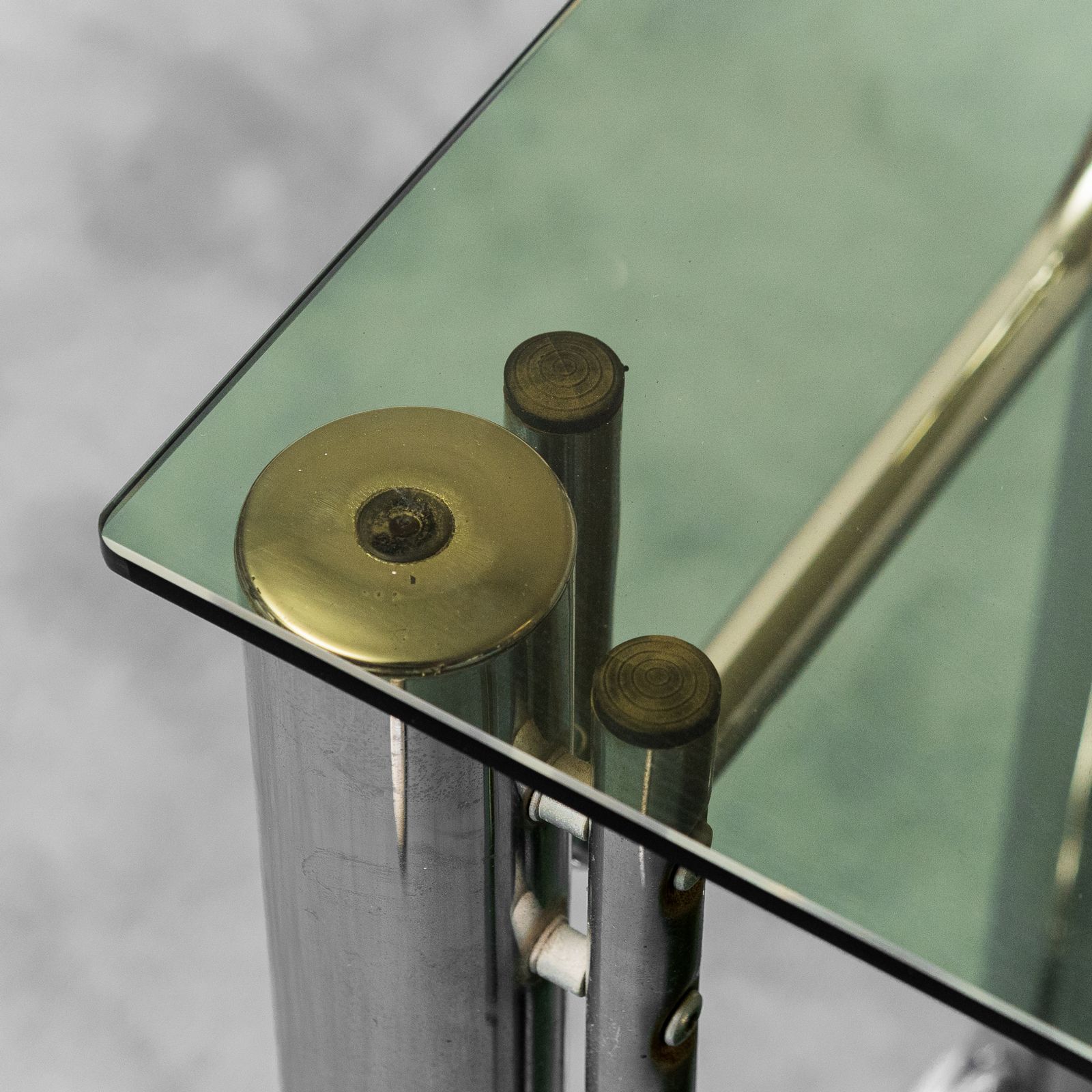 Vintage Tv Stand Table Metal Smoked Glass 70s Vintage Modern Antiques photo buy