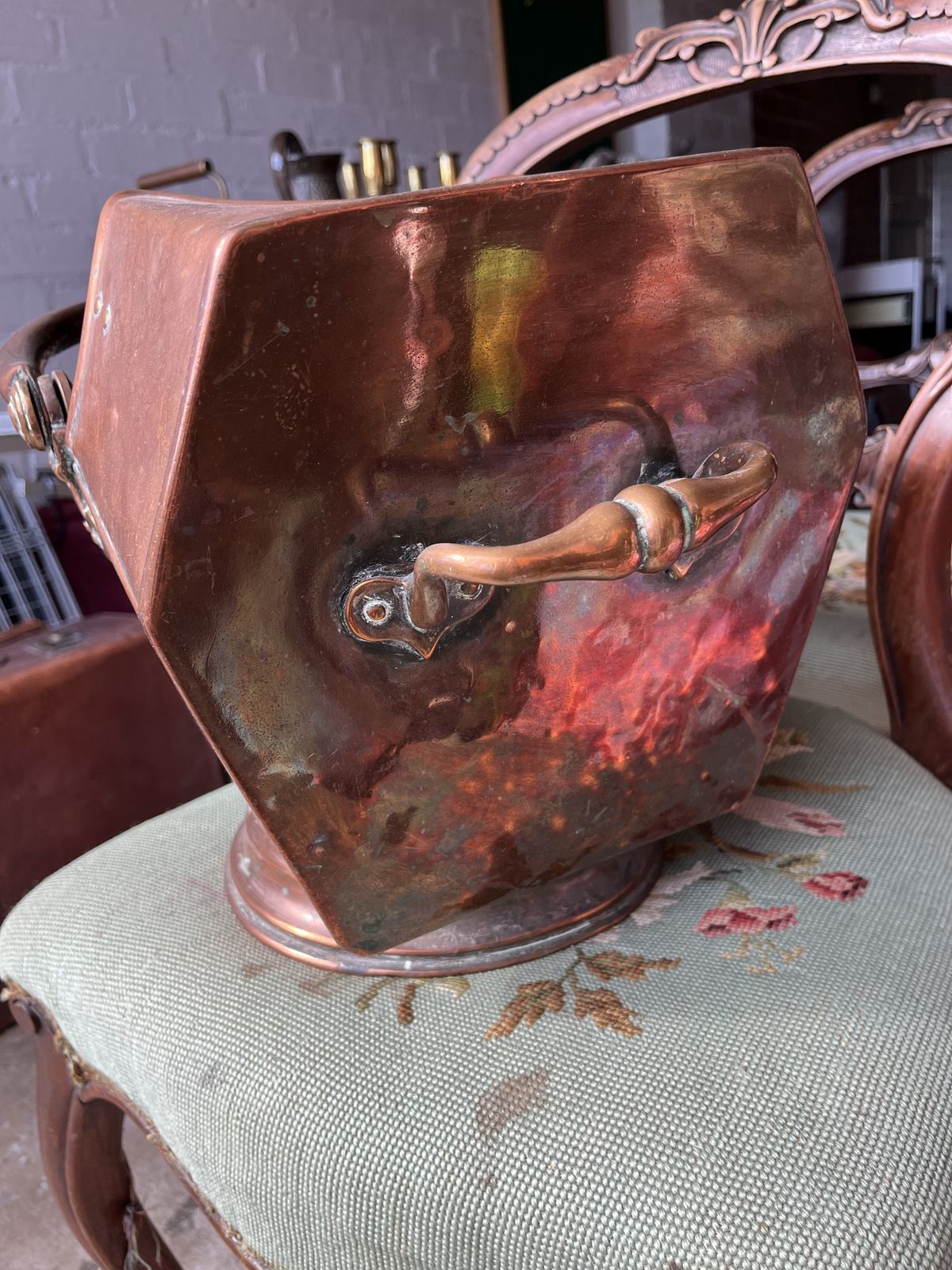 Antique 19th Century Quality Copper Coal Skuttle photo Home Fixtures