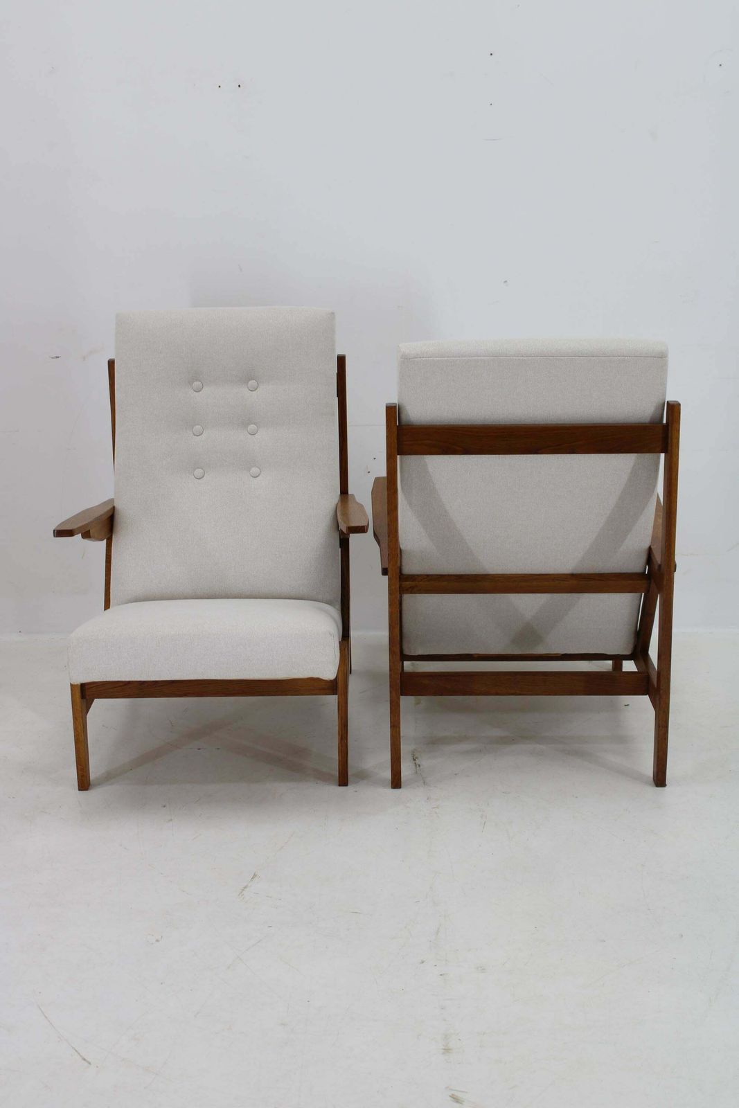 1970s Pair Of Rare Oak Armchairs By Uluv, Czechoslovakia photo for sale