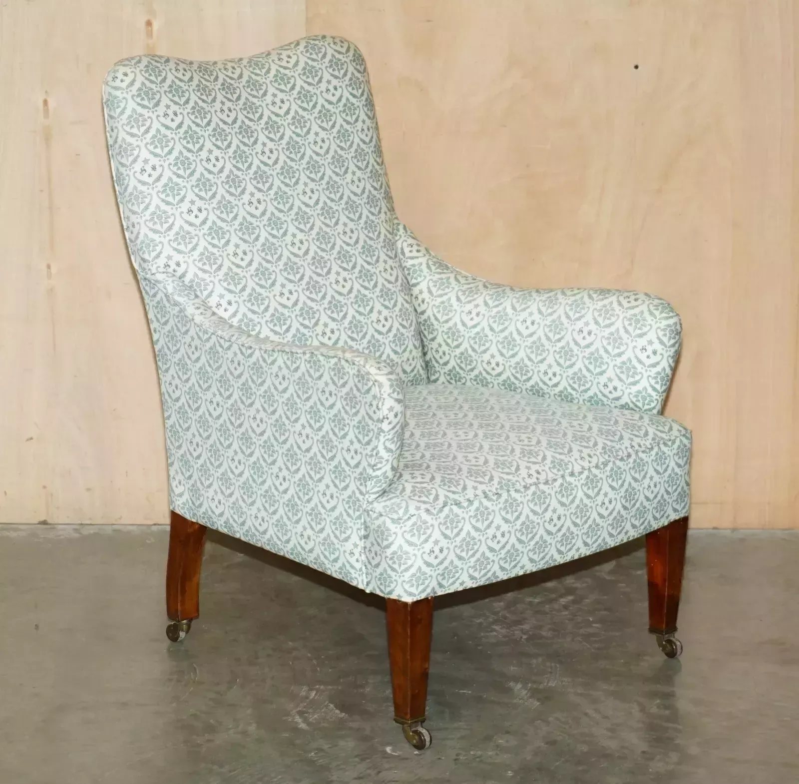 Rare Antique Victorian Howard & Son's Armchair With The Original Ticking Fabric