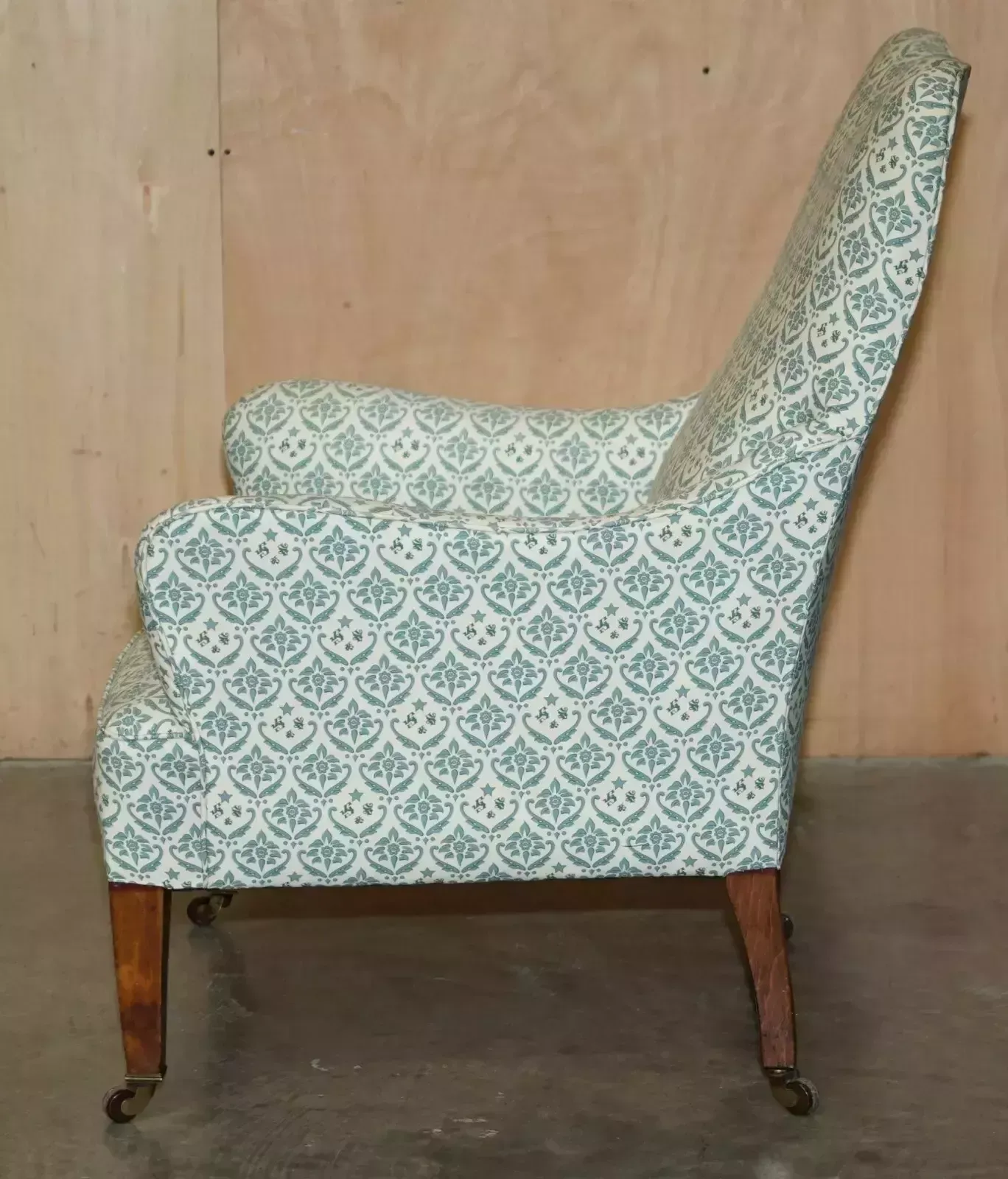 photo vintage Rare Antique Victorian Howard & Son's Armchair With The Original Ticking Fabric