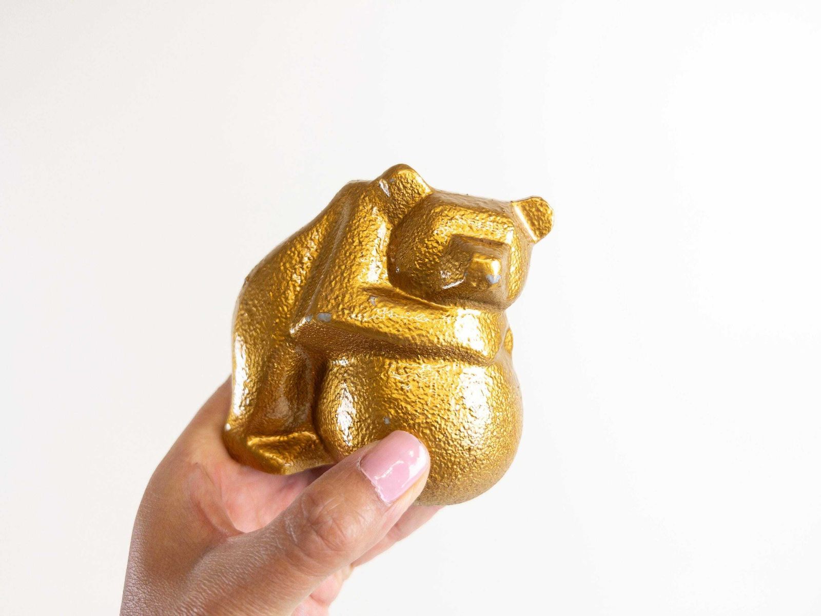 Gold Cast Iron Bear Figurine   Swiss Bear By Zent Ag   Cast Iron Brutalist Bear Sculpture   Rare photo furniture