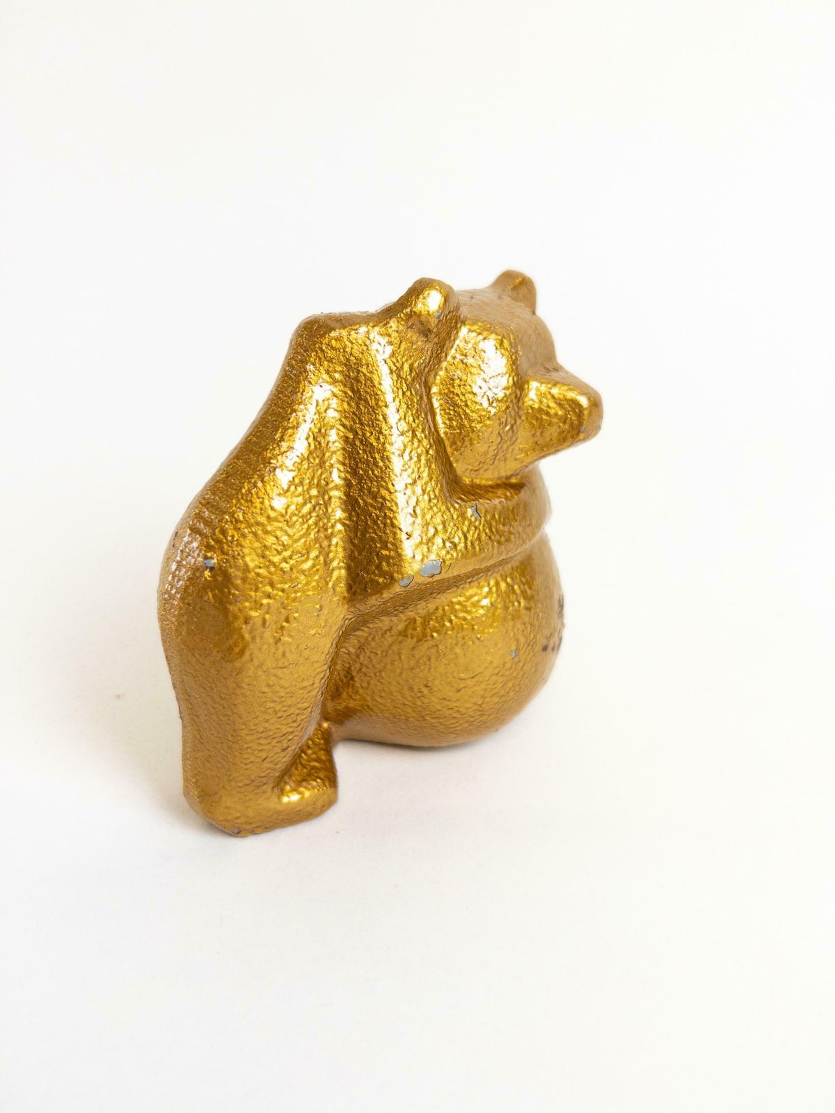 Gold Cast Iron Bear Figurine   Swiss Bear By Zent Ag   Cast Iron Brutalist Bear Sculpture   Rare photo Home Decor