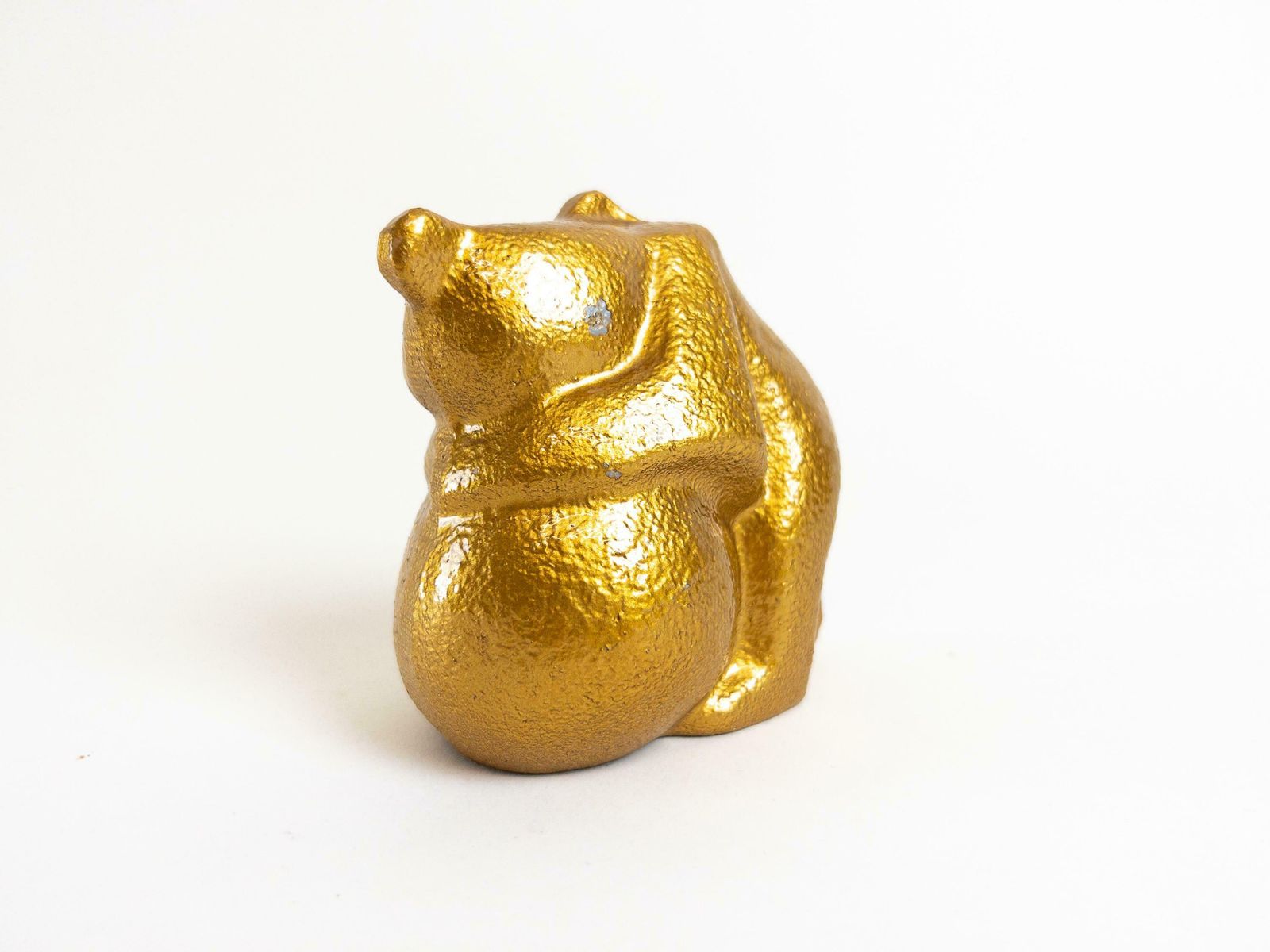 Gold Cast Iron Bear Figurine   Swiss Bear By Zent Ag   Cast Iron Brutalist Bear Sculpture   Rare photo vinterior