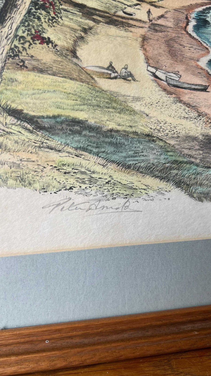 Signed Peter Arnold   Russell Beach 1980’s Hand Coloured Reproduction Picture photo furniture