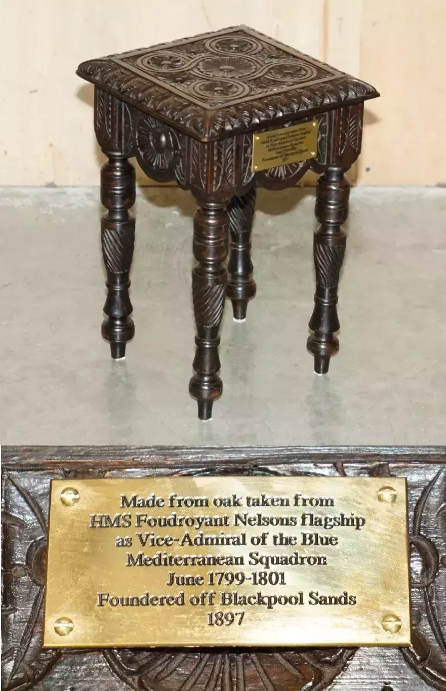 Exquisite Side Table Made From The Timber Of Hms Foudroyant Nelsons Flagship