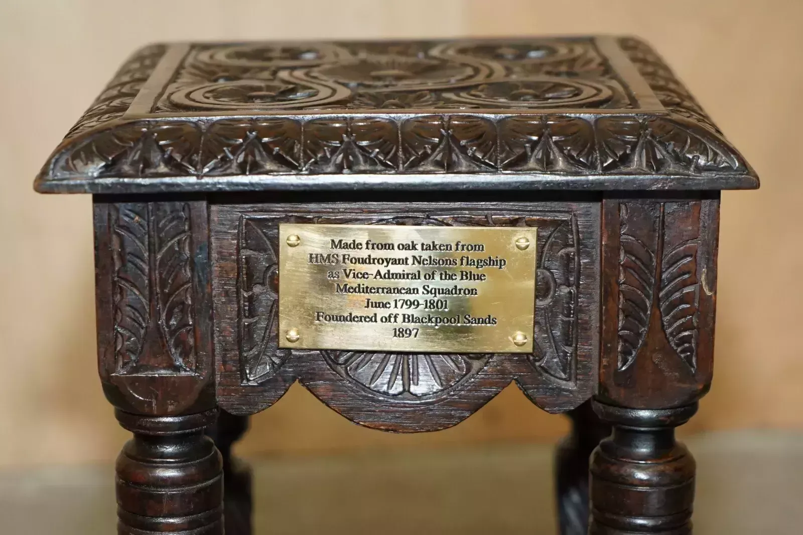 Exquisite Side Table Made From The Timber Of Hms Foudroyant Nelsons Flagship photo buy