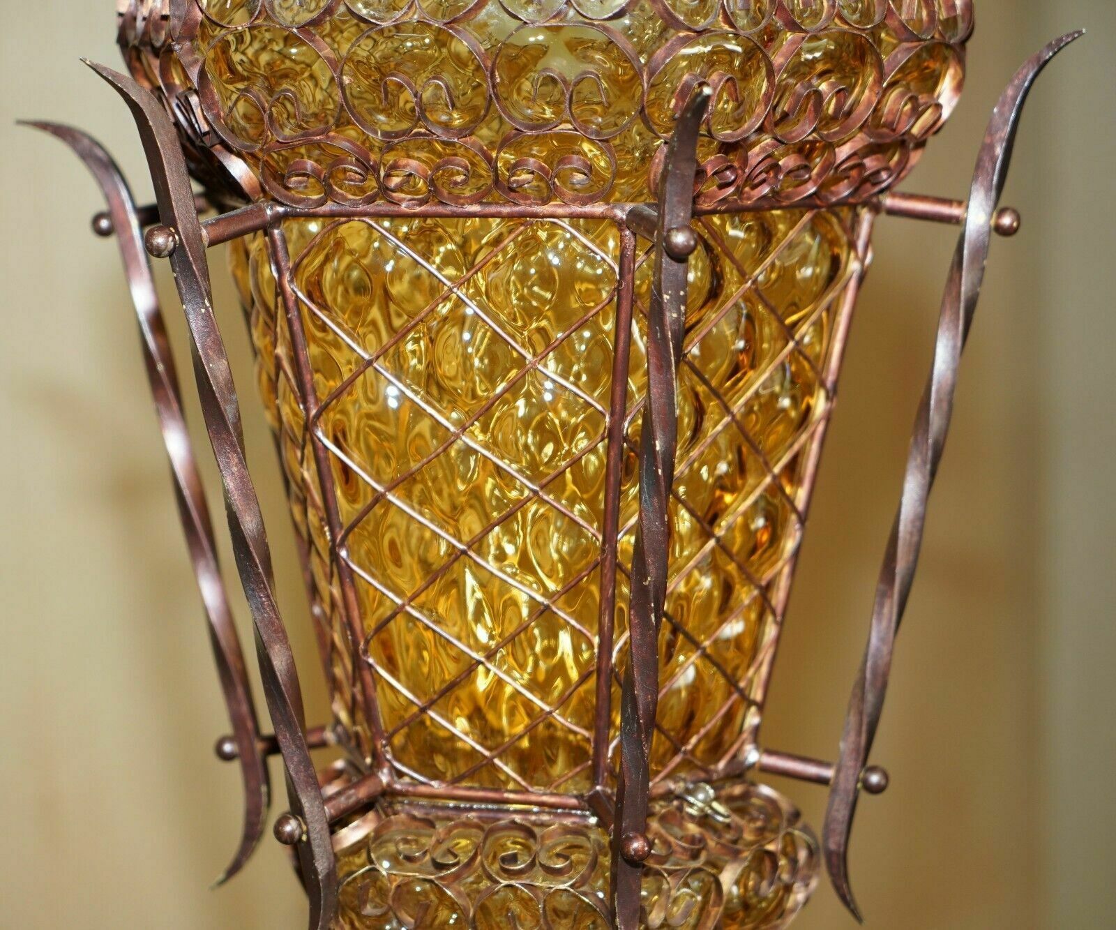 Exquisite Circa 1940's Murano Mouth Blown Glass Art Nouveau Pendant Light photo vintage