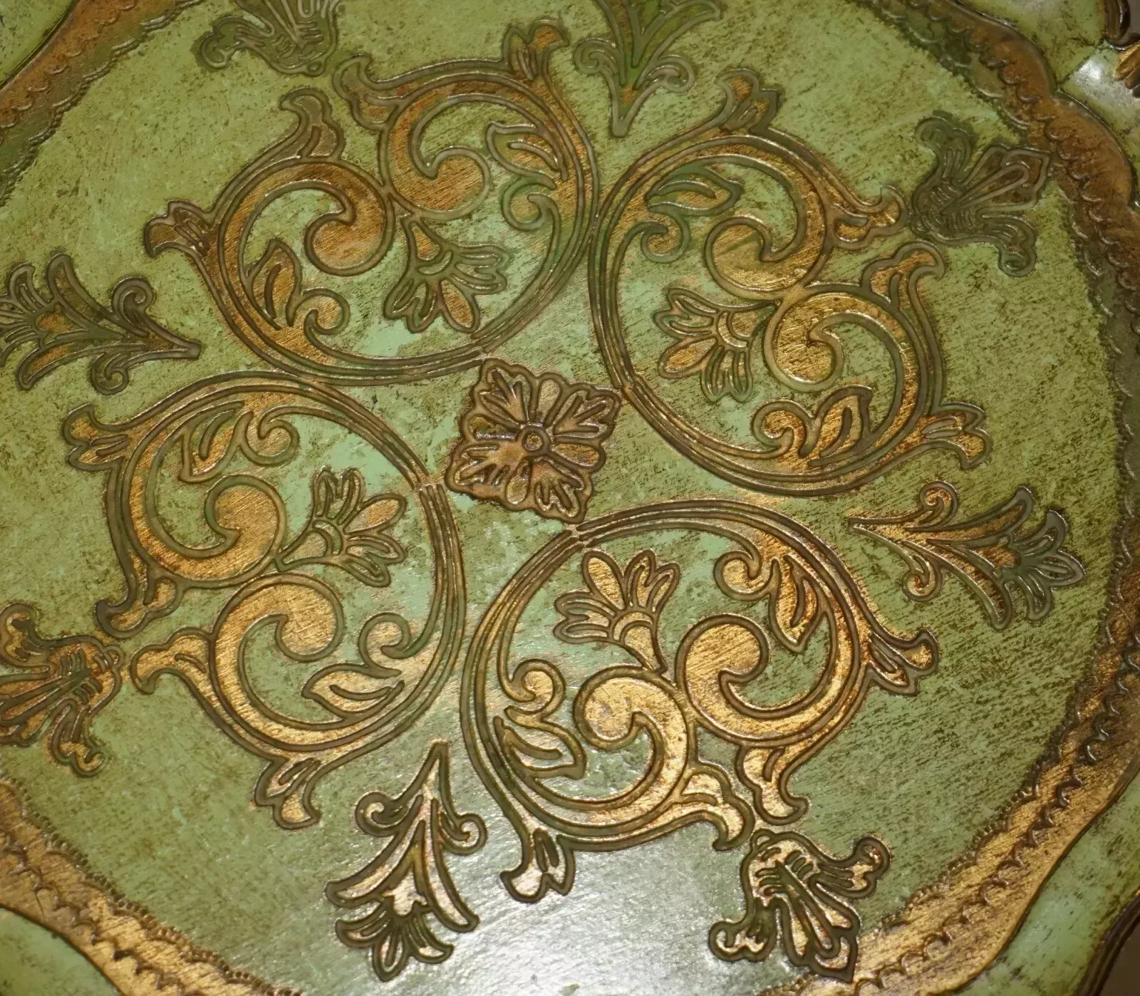 Vintage French Circa 1950's Hand Painted & Gilt Tripod Side End Lamp Wine Table photo vinterior