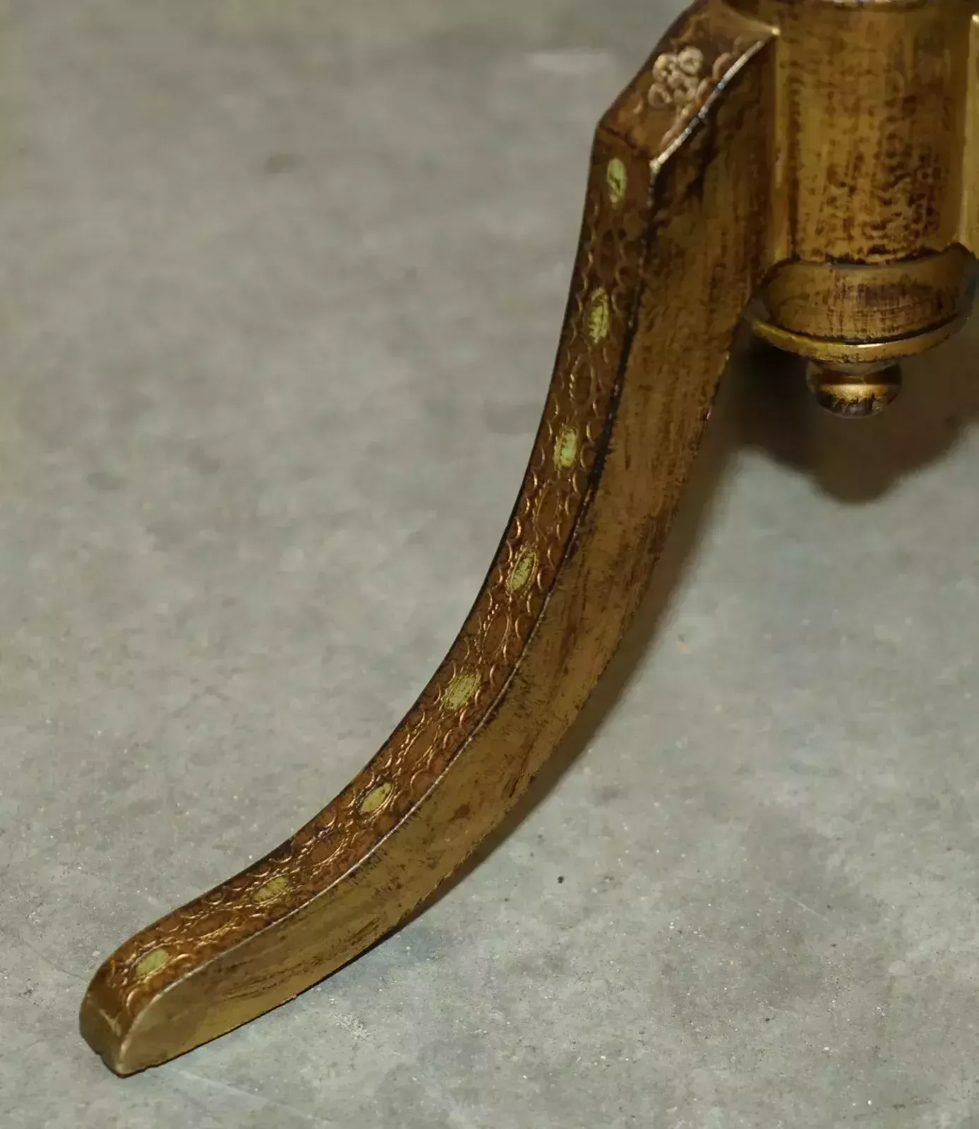 photo for sale Vintage French Circa 1950's Hand Painted & Gilt Tripod Side End Lamp Wine Table