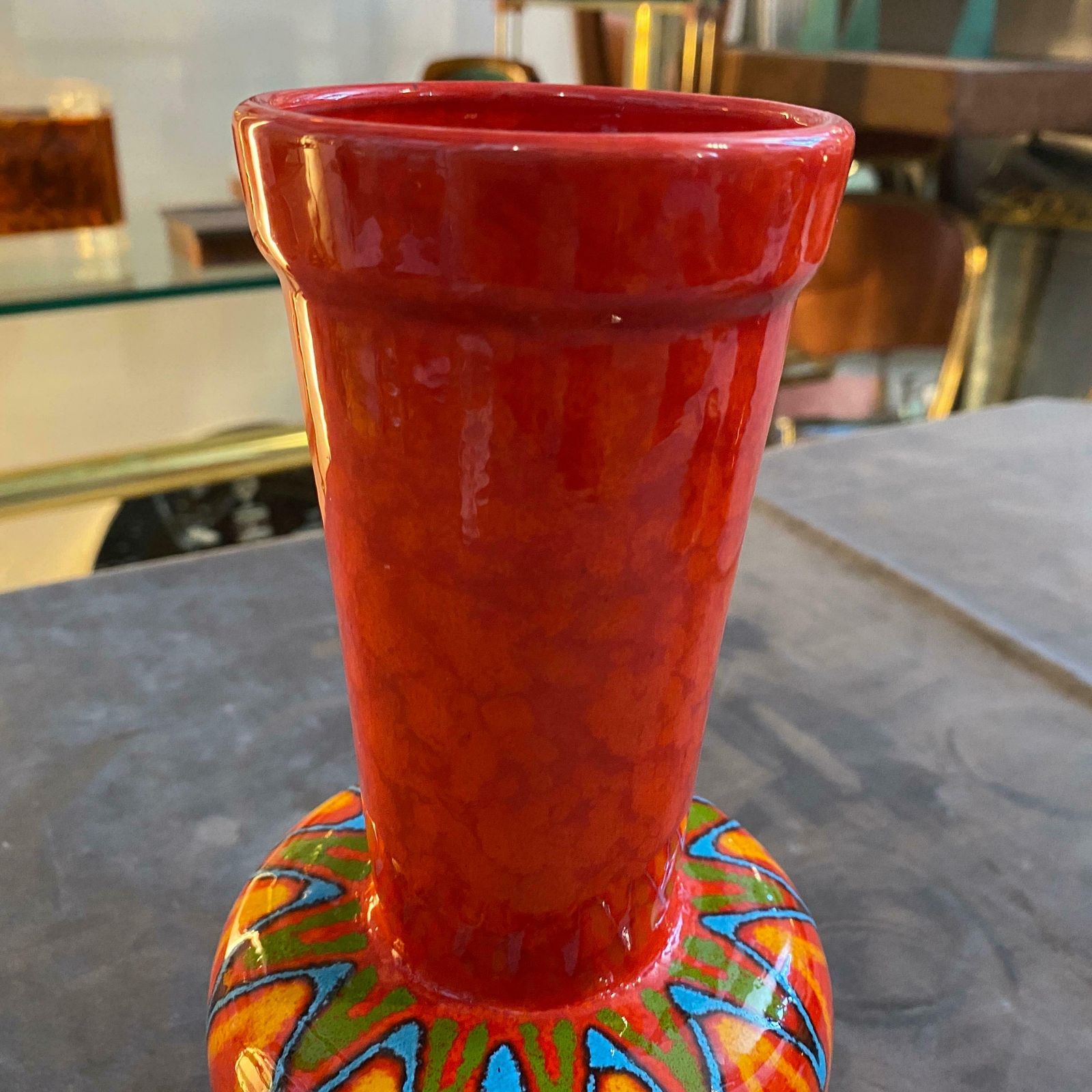 1950s Mid Century Modern Hand Painted Ceramic San Marino Vase photo for sale