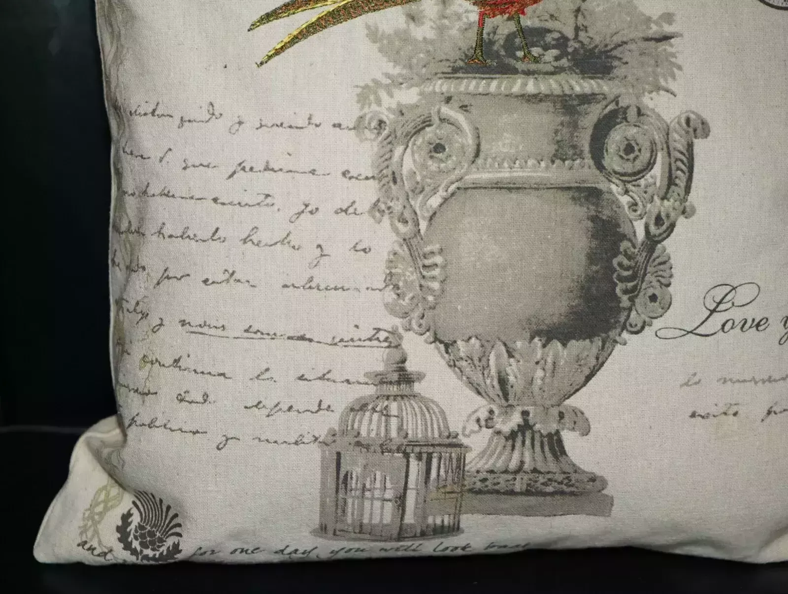 Textiles Pair Of Parrot On Grand Tour Vase Sofa Armchair Cushions Nice Upholstery photo