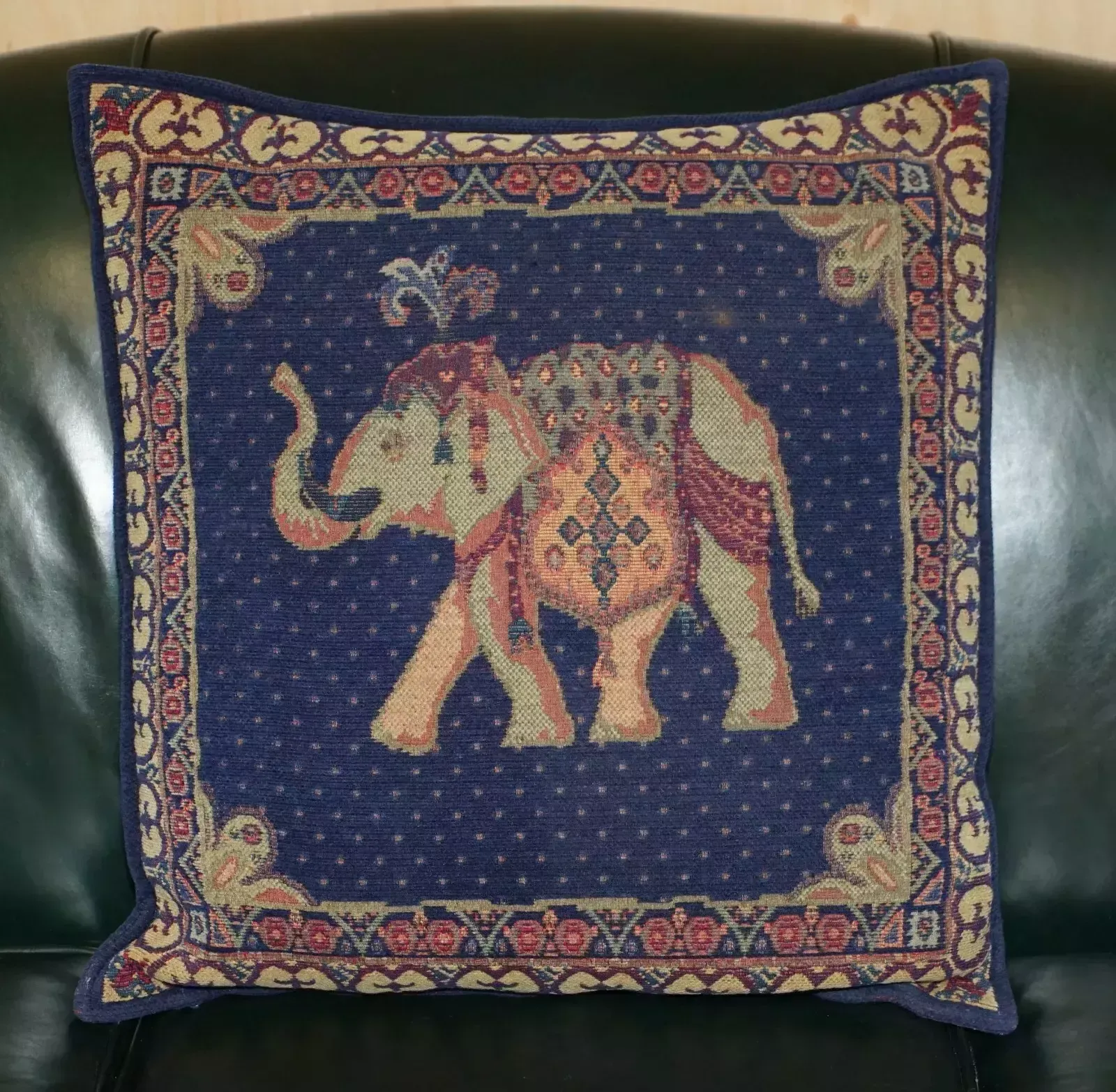 Suite Of Four Large 59cm Embroidered Elephant Sofa & Armchairs Cushions Pillows photo furniture
