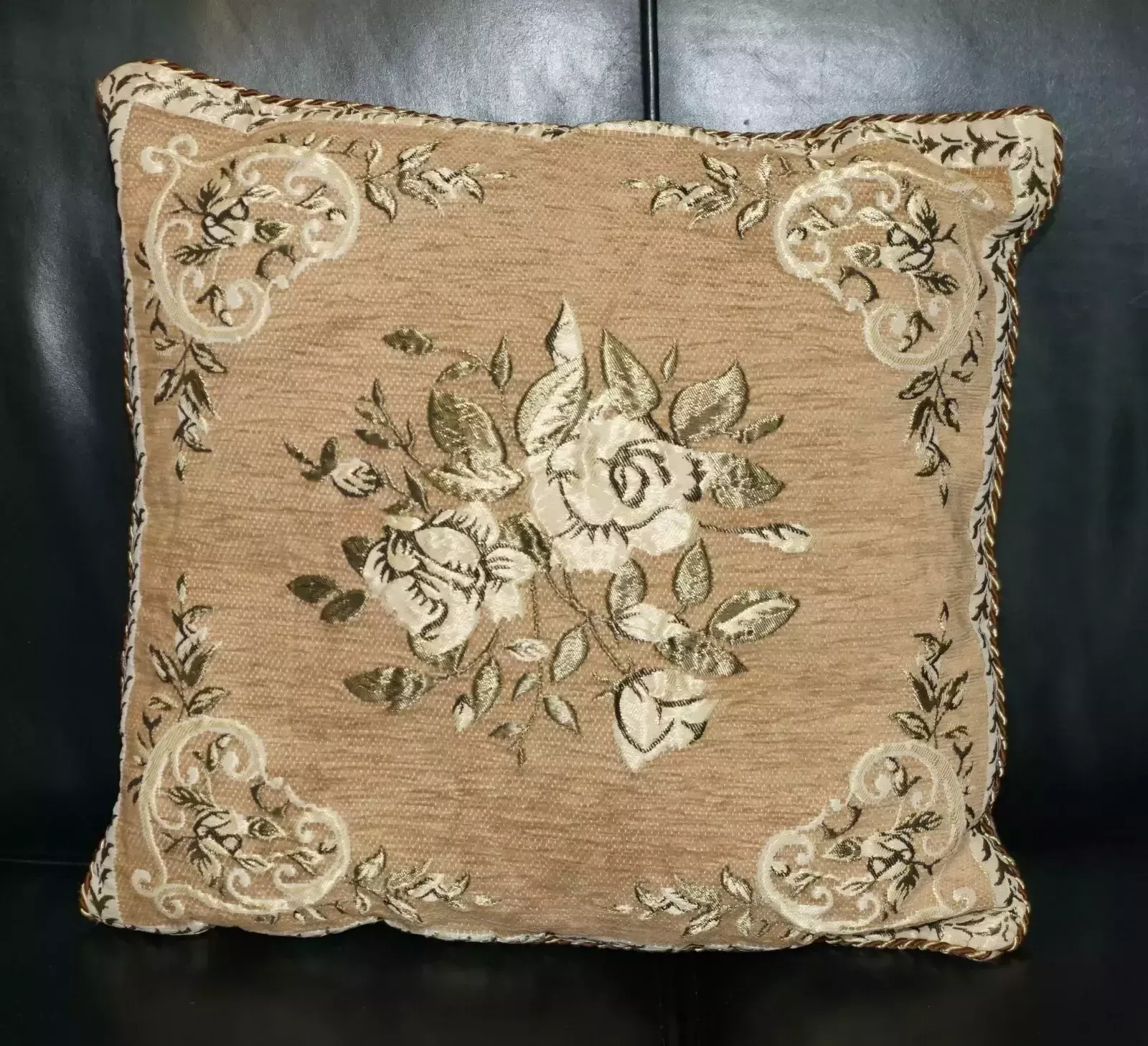 Pair Of Decorative Folded Floral Sofa Armchair Cushions Embroidered Upholstery photo furniture
