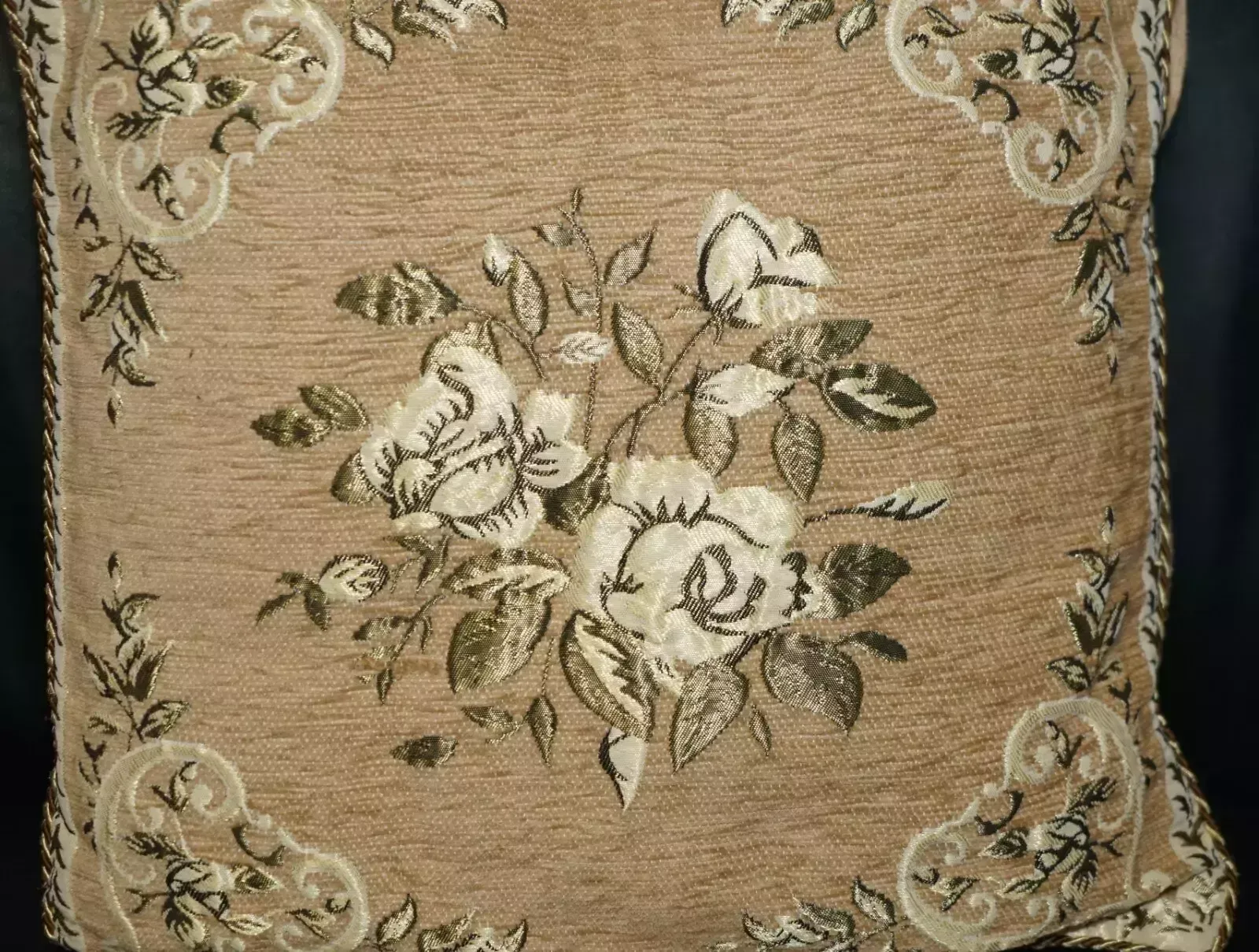 Pair Of Decorative Folded Floral Sofa Armchair Cushions Embroidered Upholstery photo buy