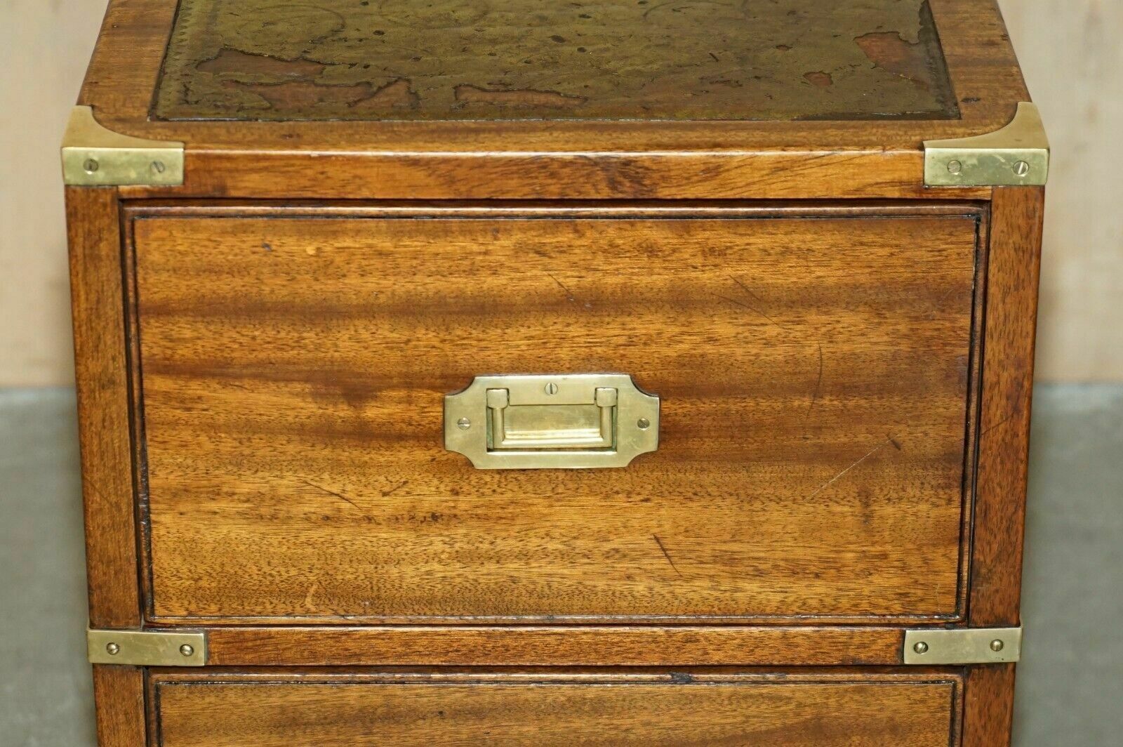 Vintage Miliary Campaign Side End Lamp Wine Bedside Table Chest With Drawers photo Furniture