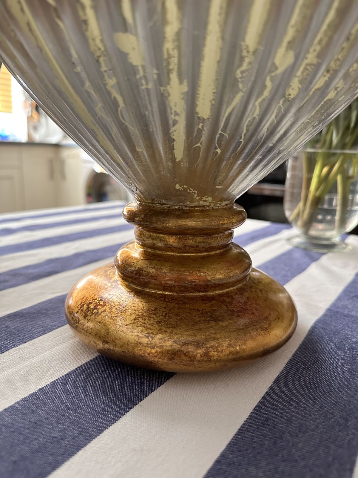Large Hand Blown Glass Pair If Urns Silver And Gold Gilt By Rose Tattoo photo buy