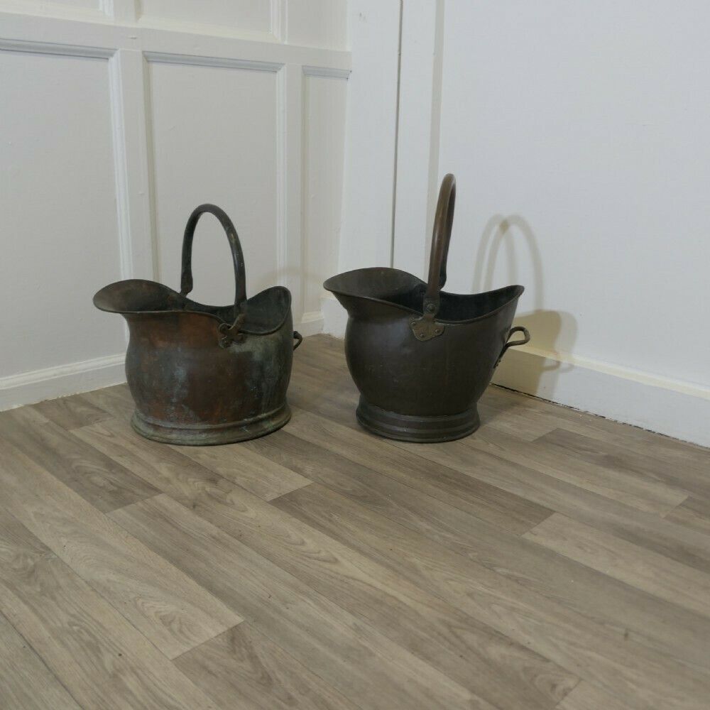 2 Very Useful Copper Helmet Coal Scuttles