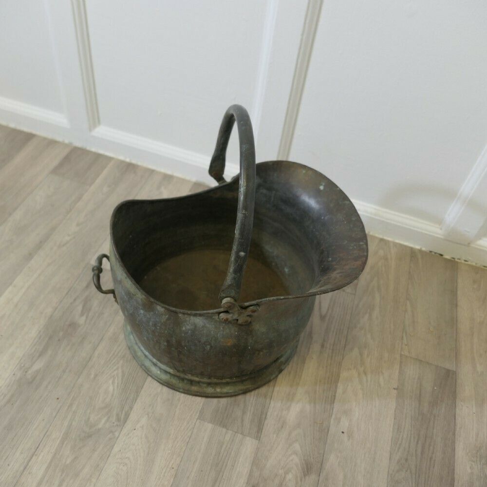 2 Very Useful Copper Helmet Coal Scuttles photo for sale