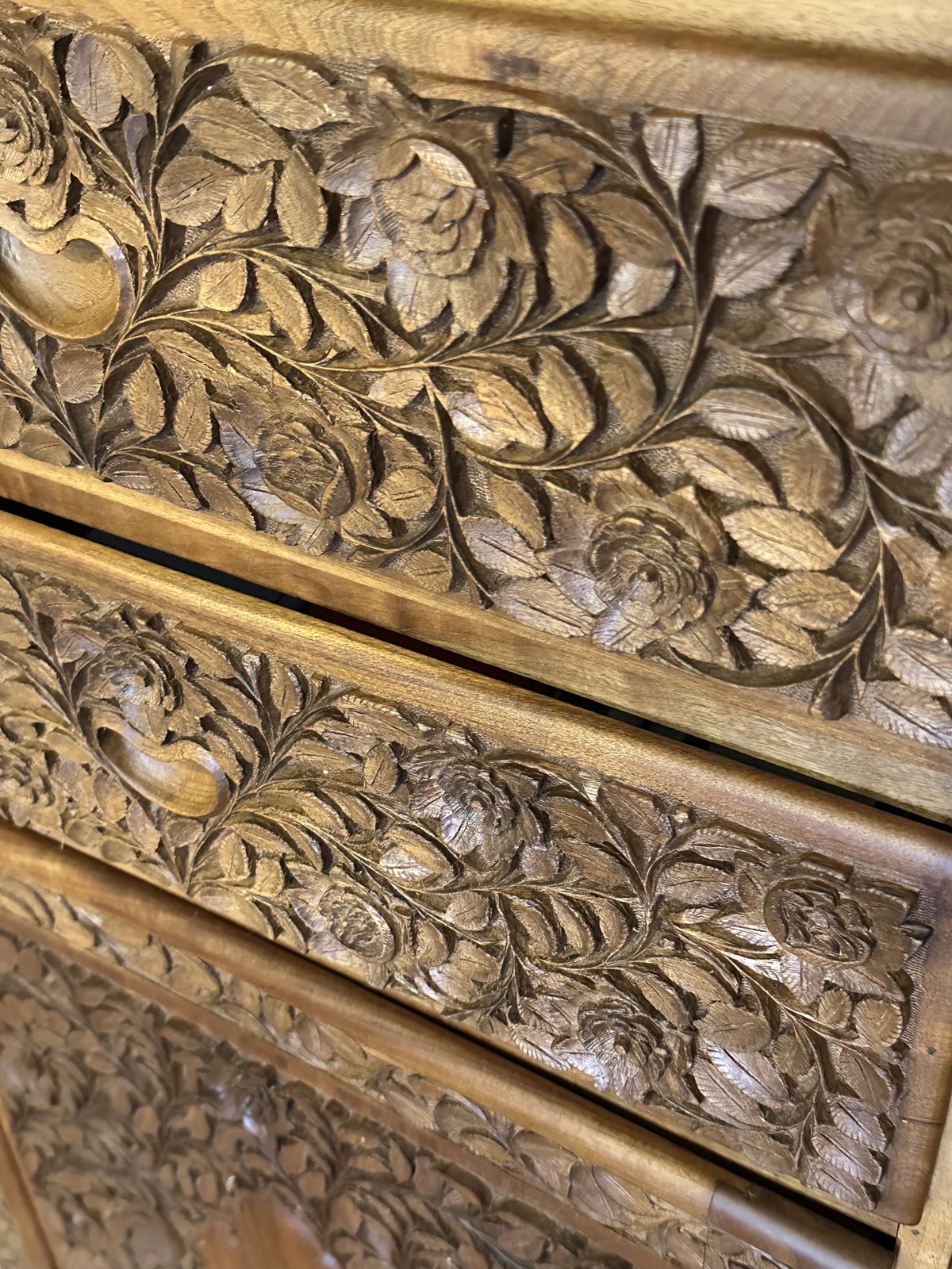 Kashmiri Wood Carved Chest Of Drawers photo Furniture