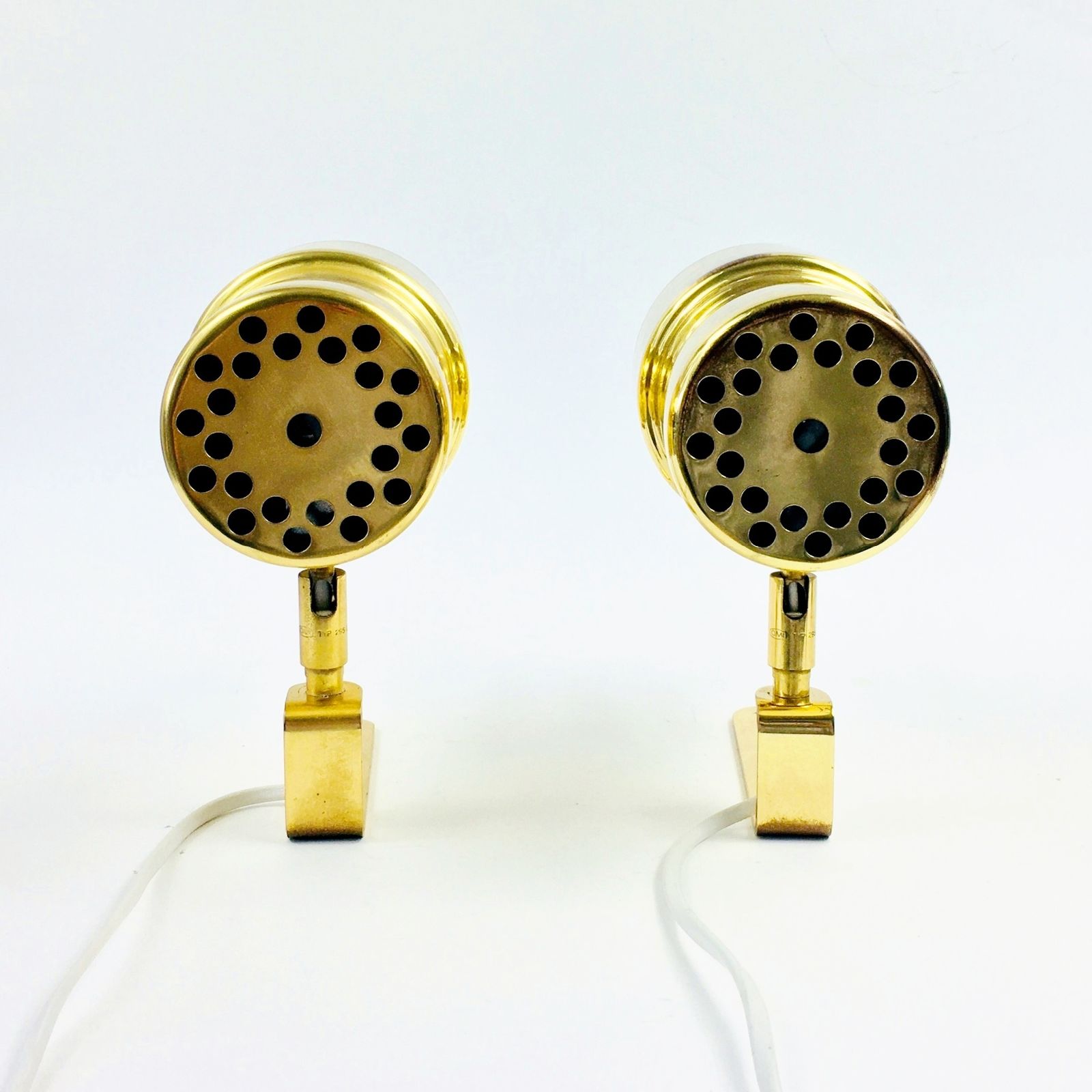 photo for sale Pair Of Scandinavian Polished Brass Wall Lights Model V 324 By Hans Agne Jakobsson, Sweden, 1960s