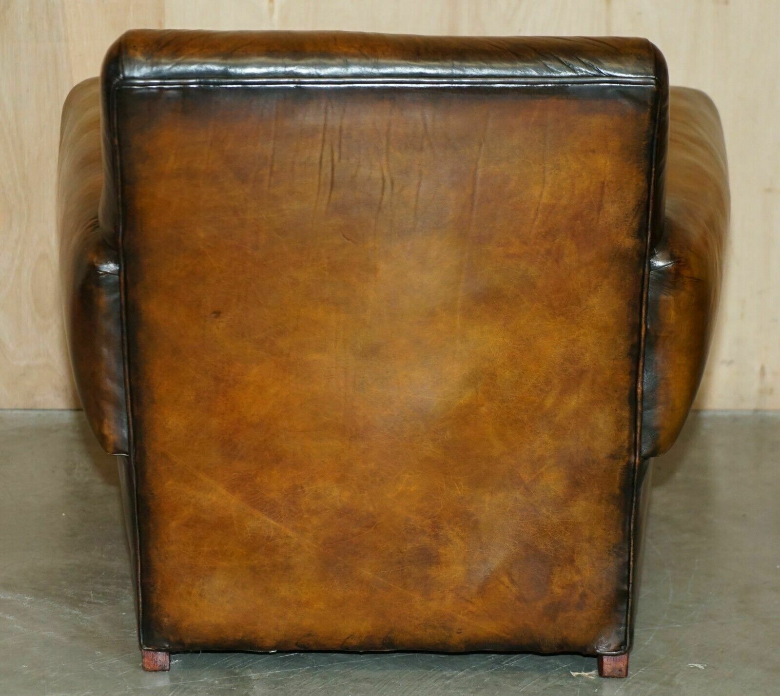 6000.0 Antique Pair Of Art Deco 1920 Fully Restored Cigar Brown Leather Club Armchairs photo