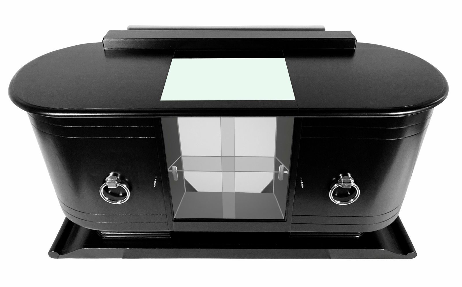 photo for sale A French Mid Century Black Lacquered Bar Cabinet
